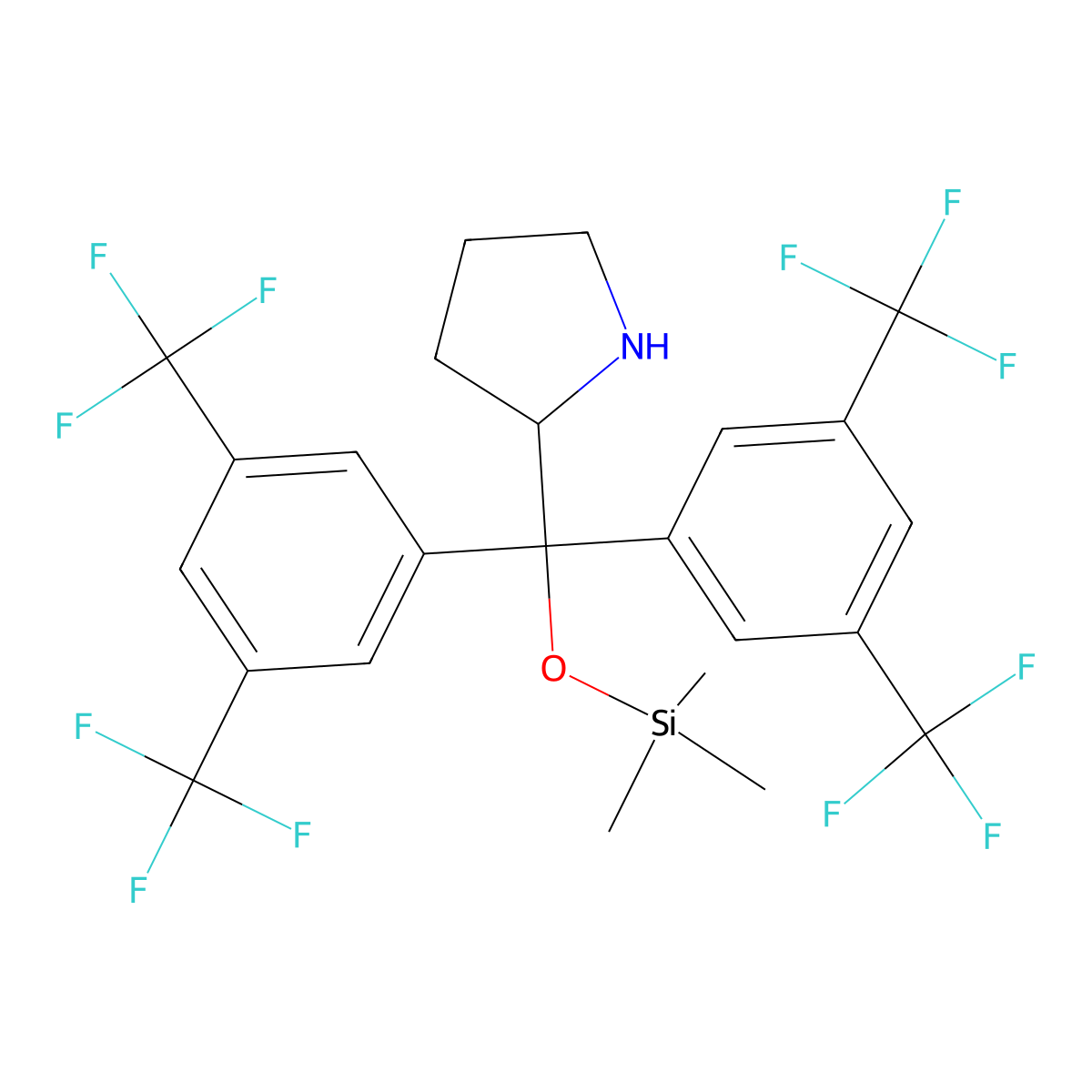 (R)-alpha,alpha-Bis(3,5-bis(trifluoromethyl)phenyl)-2-pyrrolidinemethanol trimethylsilyl ether molecular structure, CAS 908303-26-4