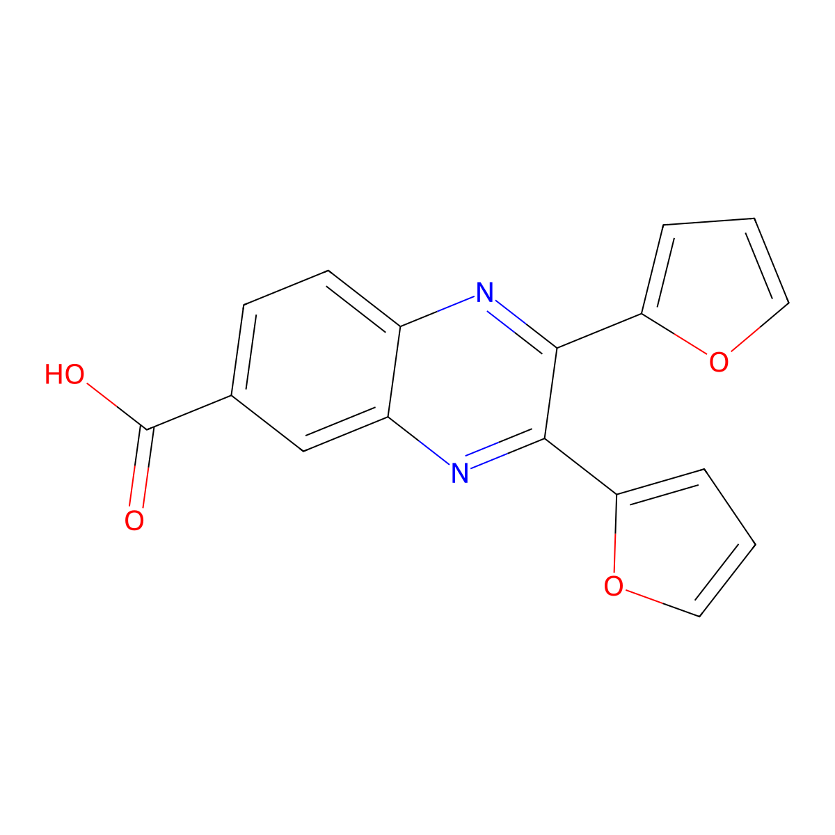 2,3-Di-furan-2-yl-quinoxaline-6-carboxylic acid molecular structure, CAS 90846-59-6