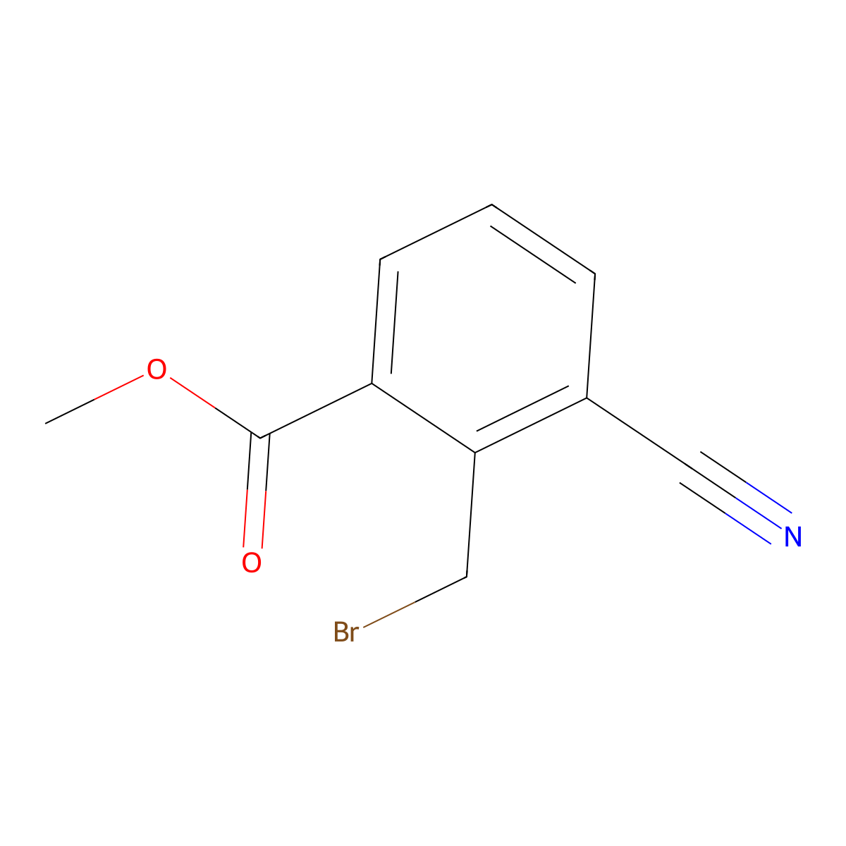 Methyl 2-(bromomethyl)-3-cyanobenzoate molecular structure, CAS 908562-24-3