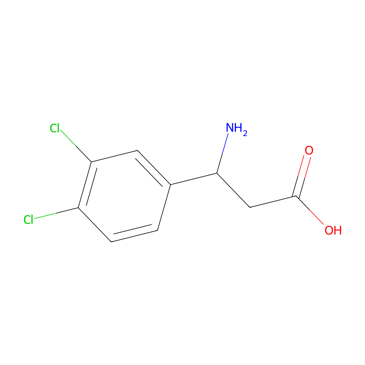 (R)-3-Amino-3-(3,4-dichlorophenyl)propanoic acid molecular structure, CAS 909709-44-0