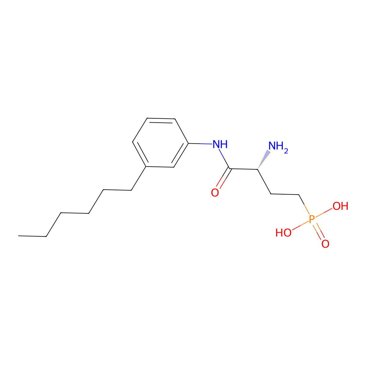 P-((3R)-3-Amino-4-((3-hexylphenyl)amino)-4-oxobutyl)phosphonic acid molecular structure, CAS 909725-61-7