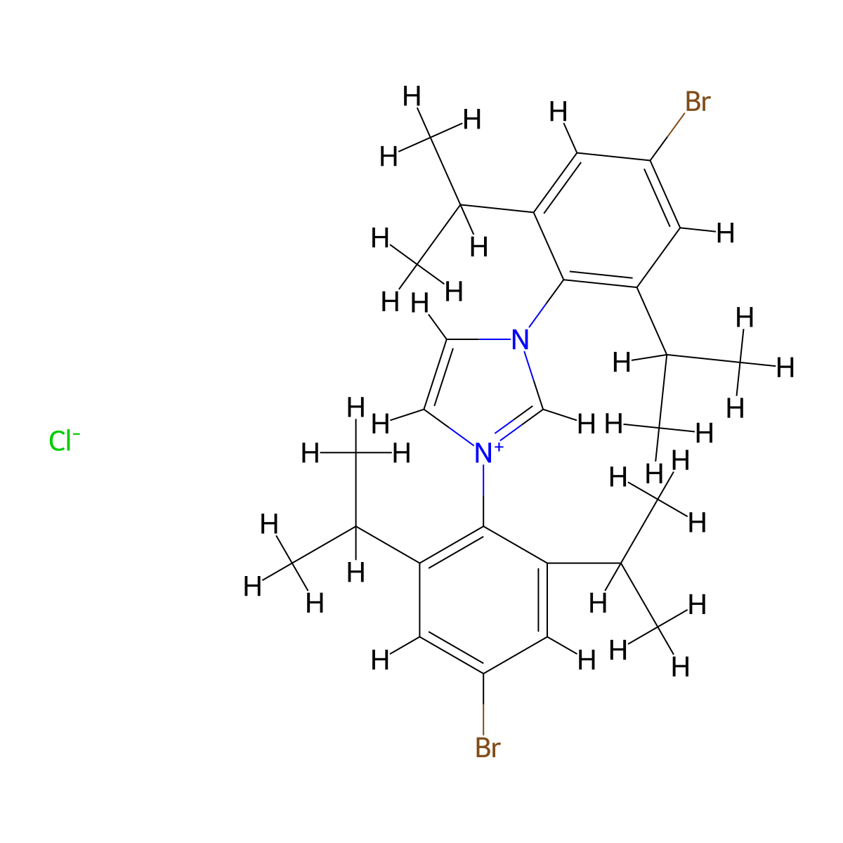 1,3-Bis(4-bromo-2,6-diisopropylphenyl)-1H-imidazol-3-ium chloride molecular structure, CAS 909898-73-3
