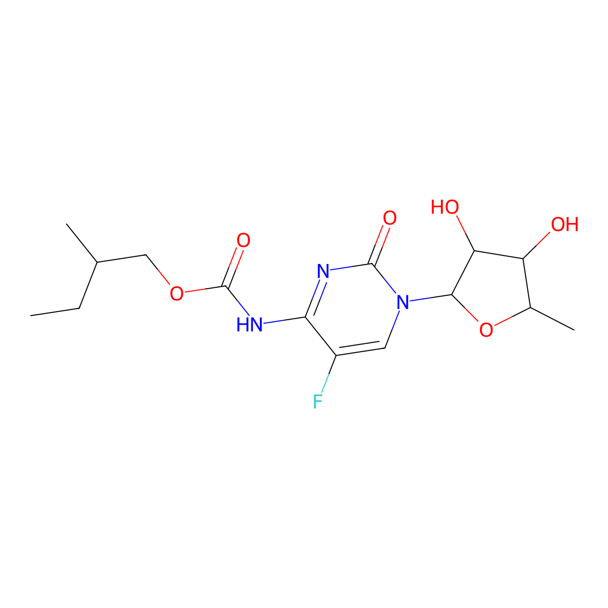 5'-Deoxy-5-fluoro-N4-(2-methyl-1-butyloxycarbonyl)cytidine molecular structure, CAS 910129-15-6