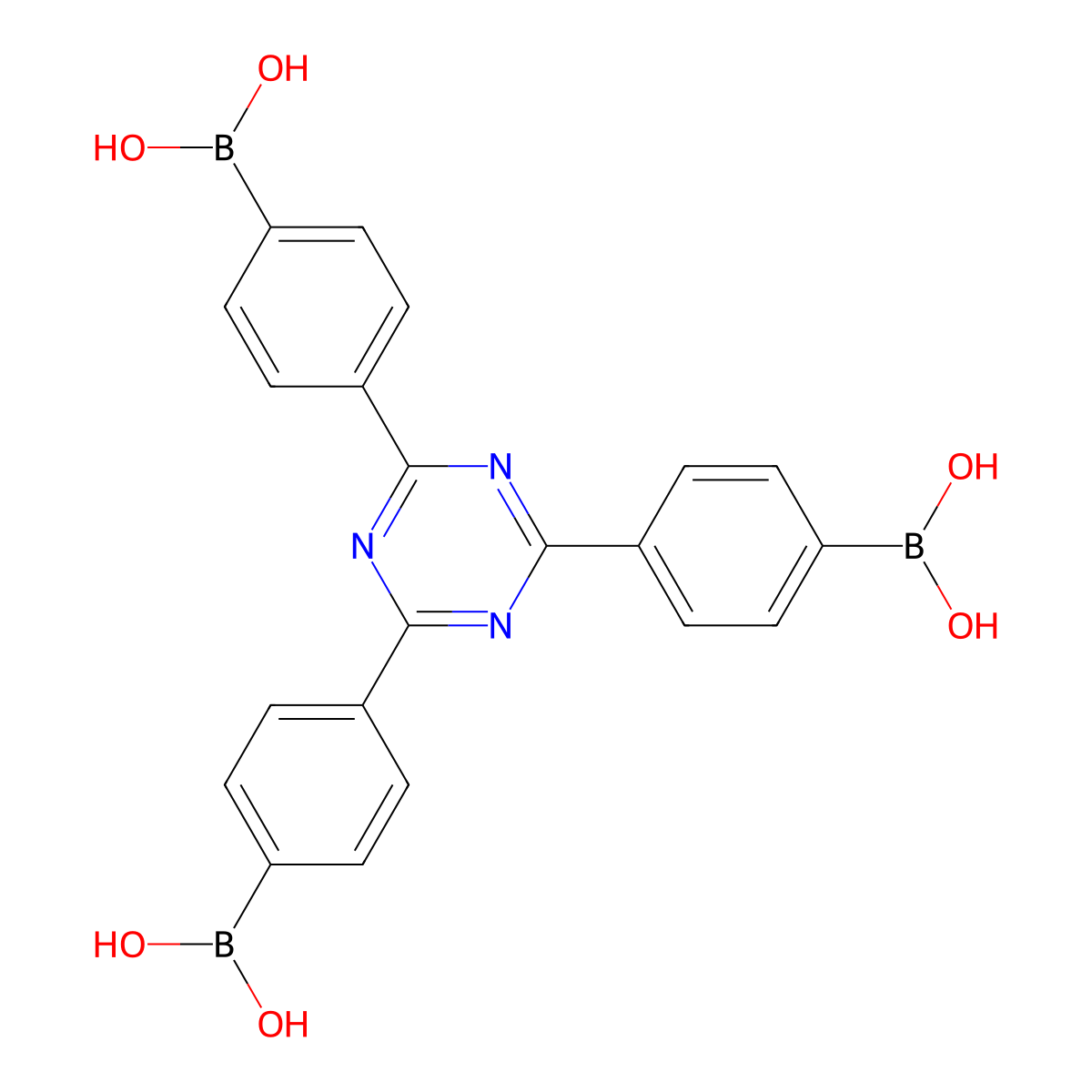 ((1,3,5-Triazine-2,4,6-triyl)tris(benzene-4,1-diyl))triboronic acid molecular structure, CAS 910231-21-9