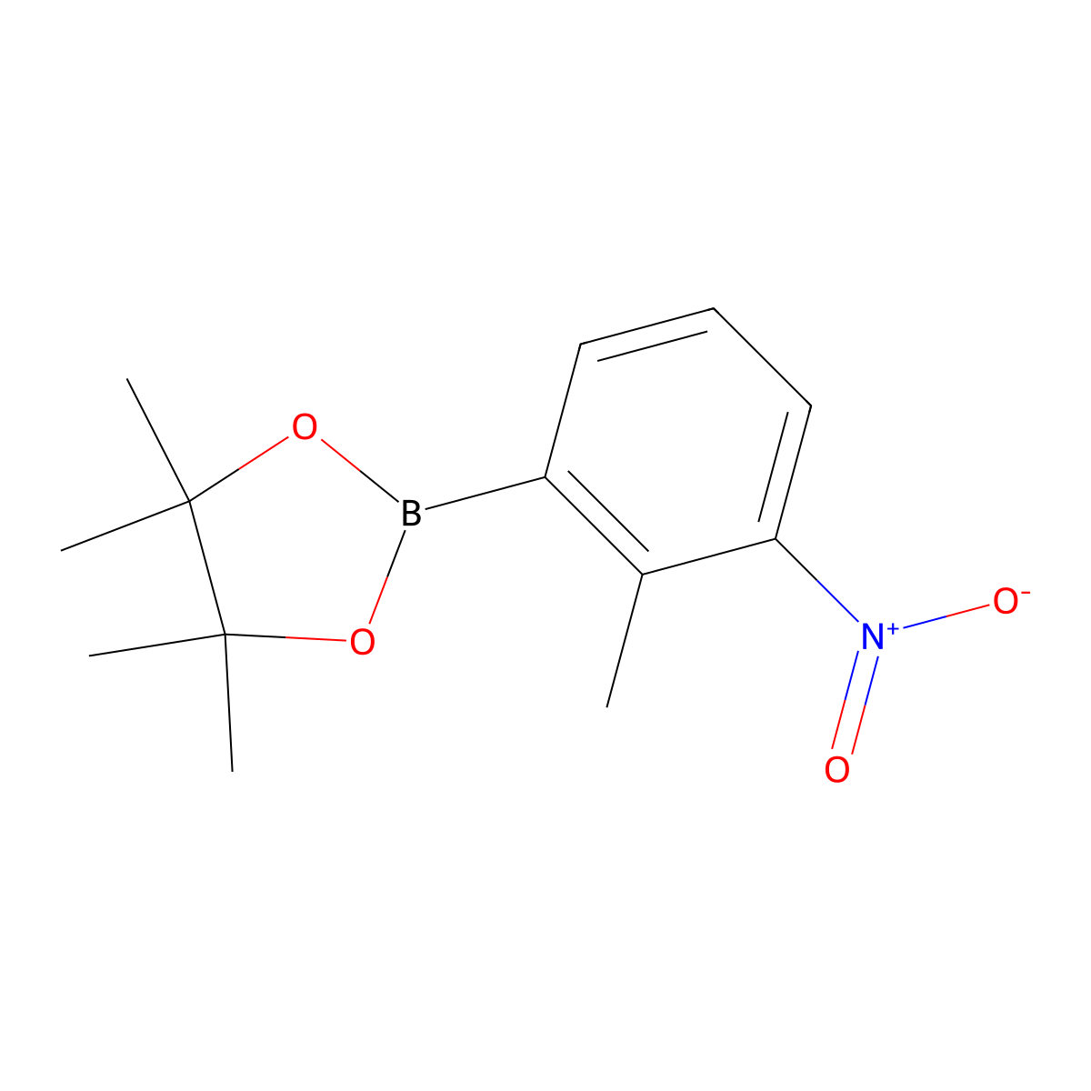 4,4,5,5-Tetramethyl-2-(2-methyl-3-nitrophenyl)-1,3,2-dioxaborolane molecular structure, CAS 910235-64-2