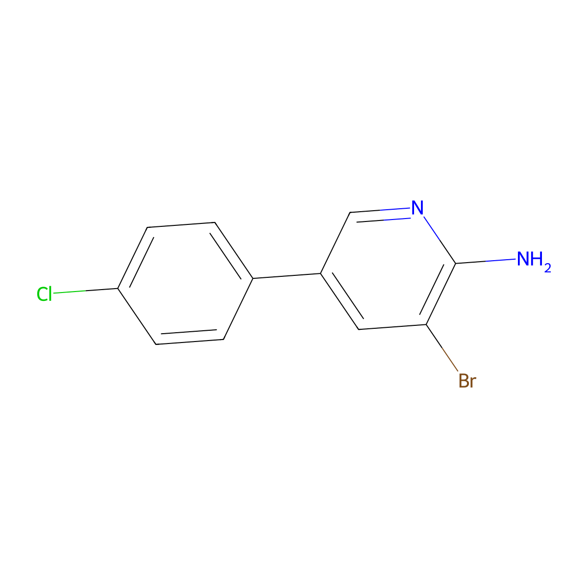 3-Bromo-5-(4-chlorophenyl)pyridin-2-amine molecular structure, CAS 911113-60-5