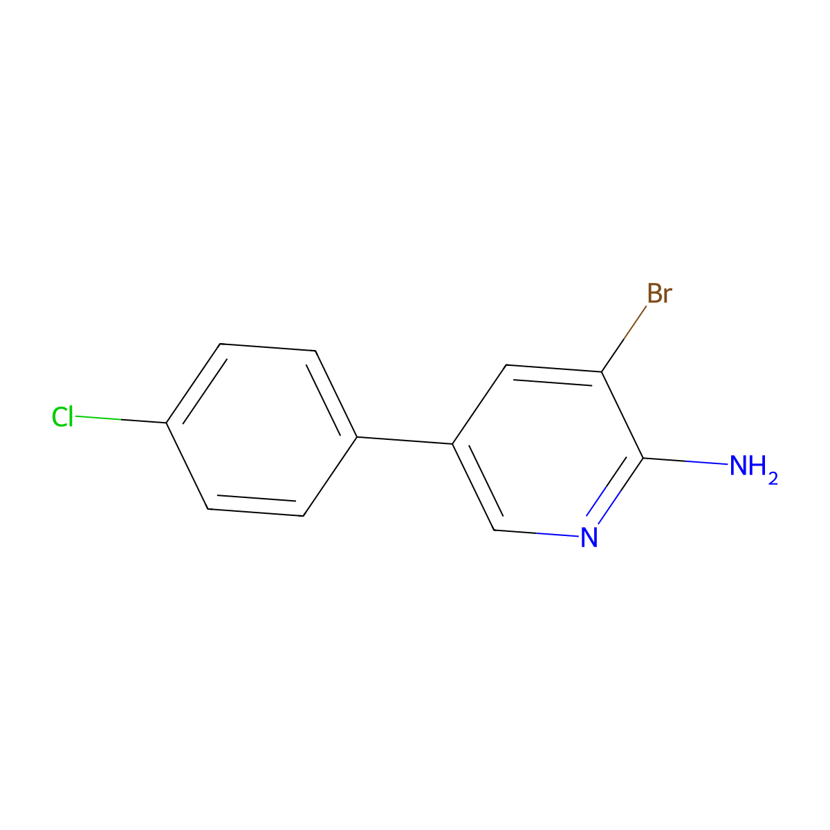 3-Bromo-5-(4-chlorophenyl)pyridin-2-amine molecular structure, CAS 911113-60-5