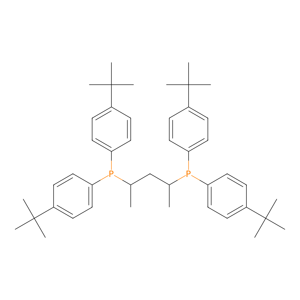 (2S,4S)-Pentane-2,4-diylbis(bis(4-(tert-butyl)phenyl)phosphine) molecular structure, CAS 911415-22-0