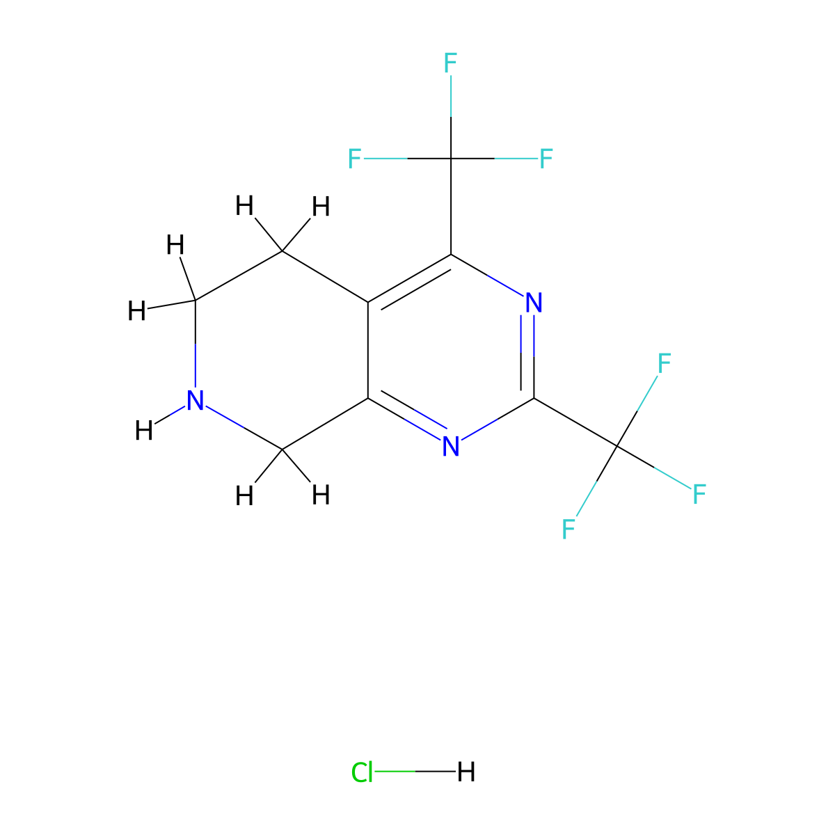 2,4-Bis(trifluoromethyl)-5,6,7,8-tetrahydropyrido-[3,4-d]pyrimidine hydrochloride molecular structure, CAS 911636-86-7