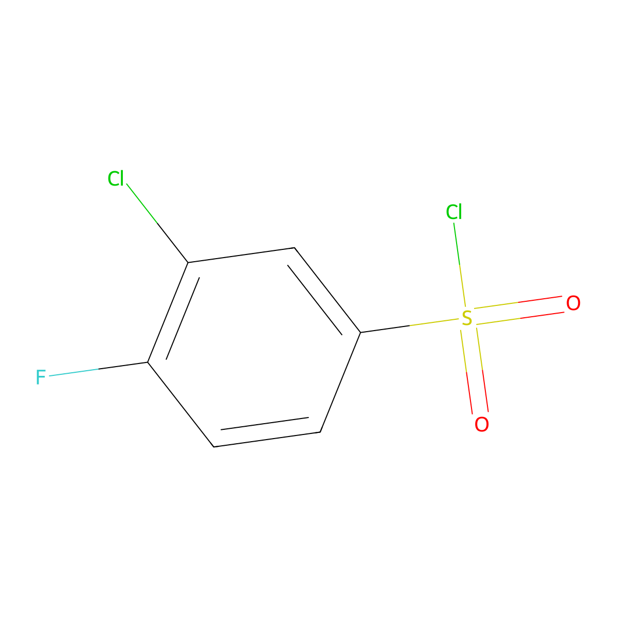 3-Chloro-4-fluorobenzenesulphonyl chloride molecular structure, CAS 91170-93-3