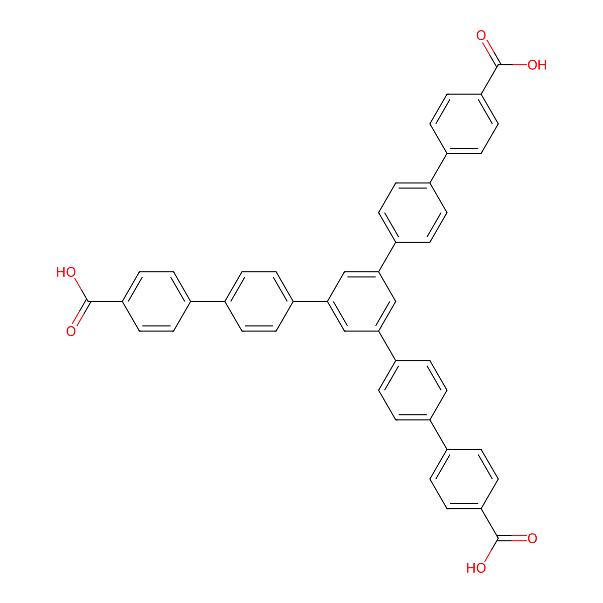 4-(4-(3,5-Bis(4-(4-carboxyphenyl)phenyl)phenyl)phenyl)benzoic acid molecular structure, CAS 911818-75-2