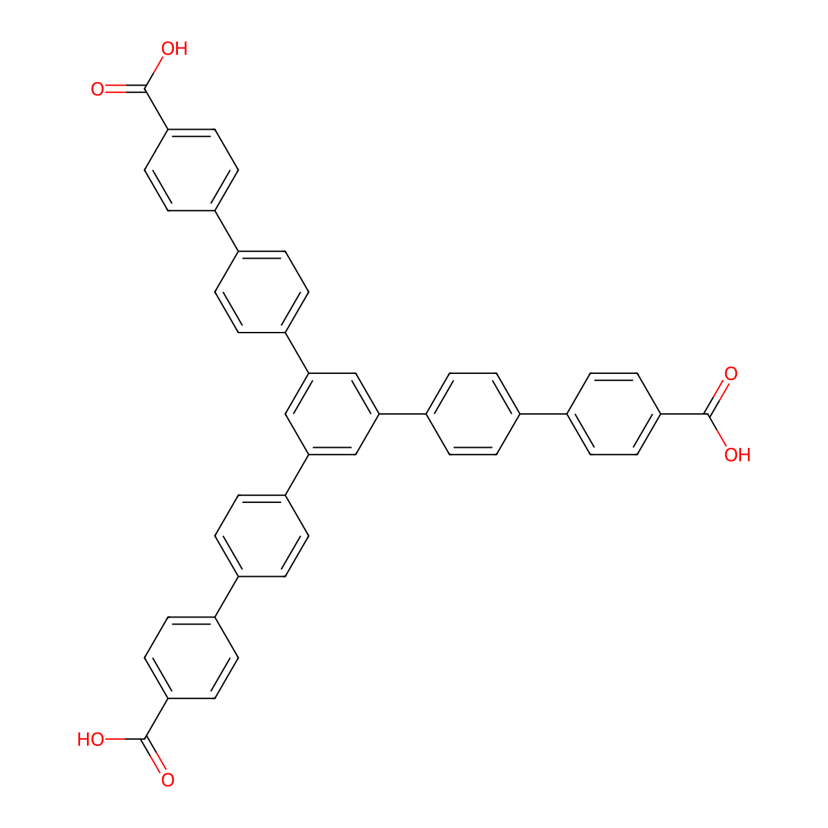 4-(4-(3,5-Bis(4-(4-carboxyphenyl)phenyl)phenyl)phenyl)benzoic acid molecular structure, CAS 911818-75-2