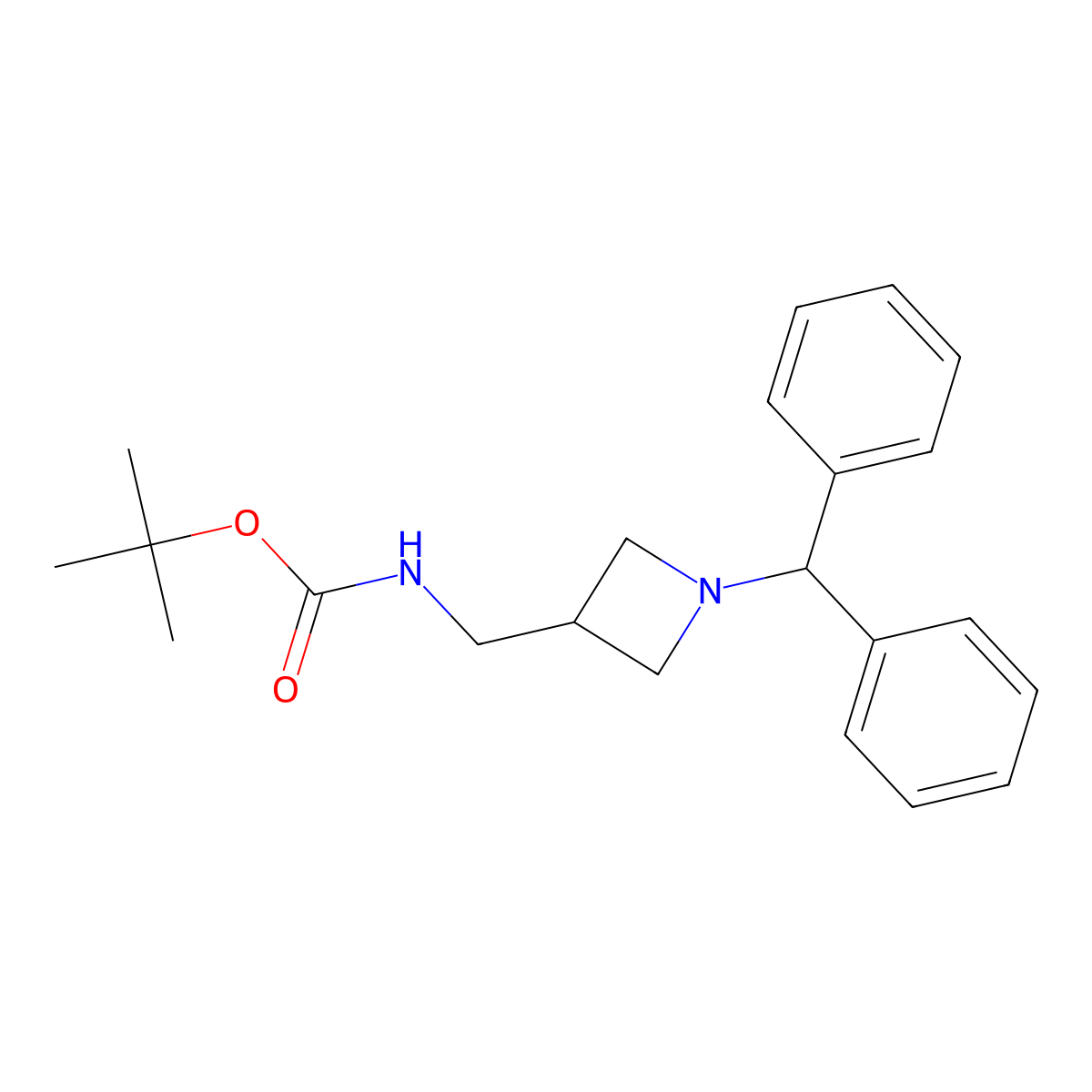 tert-Butyl ((1-benzhydrylazetidin-3-yl)methyl)carbamate molecular structure, CAS 91189-19-4