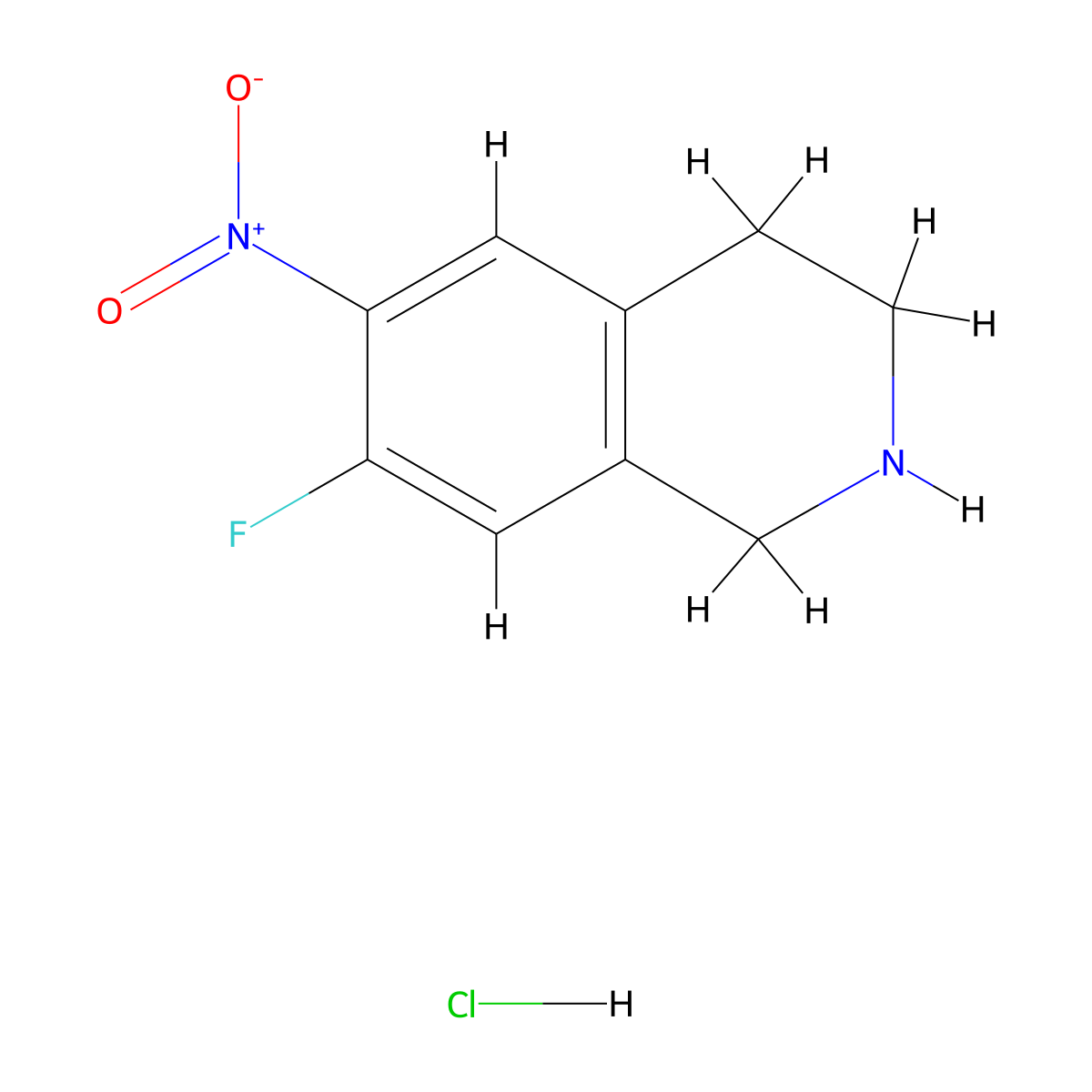 7-Fluoro-6-nitro-1,2,3,4-tetrahydroisoquinoline--hydrogen chloride (1/1) molecular structure, CAS 912846-66-3