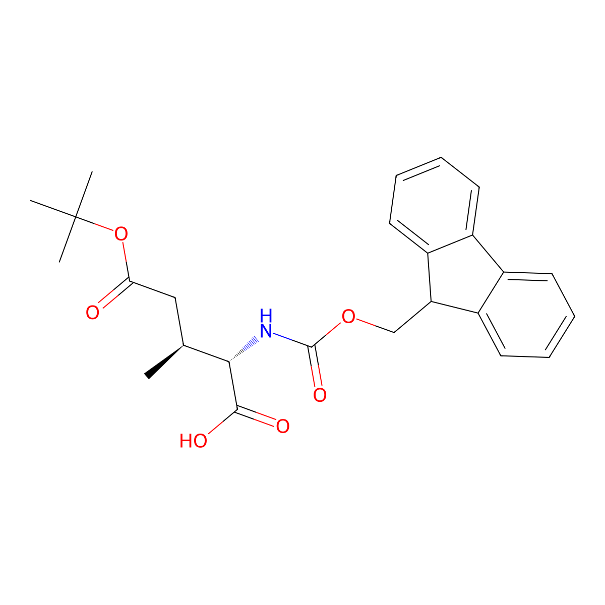 (2S,3S)-2-((((9H-Fluoren-9-yl)methoxy)carbonyl)amino)-5-(tert-butoxy)-3-methyl-5-oxopentanoic acid molecular structure, CAS 913086-29-0