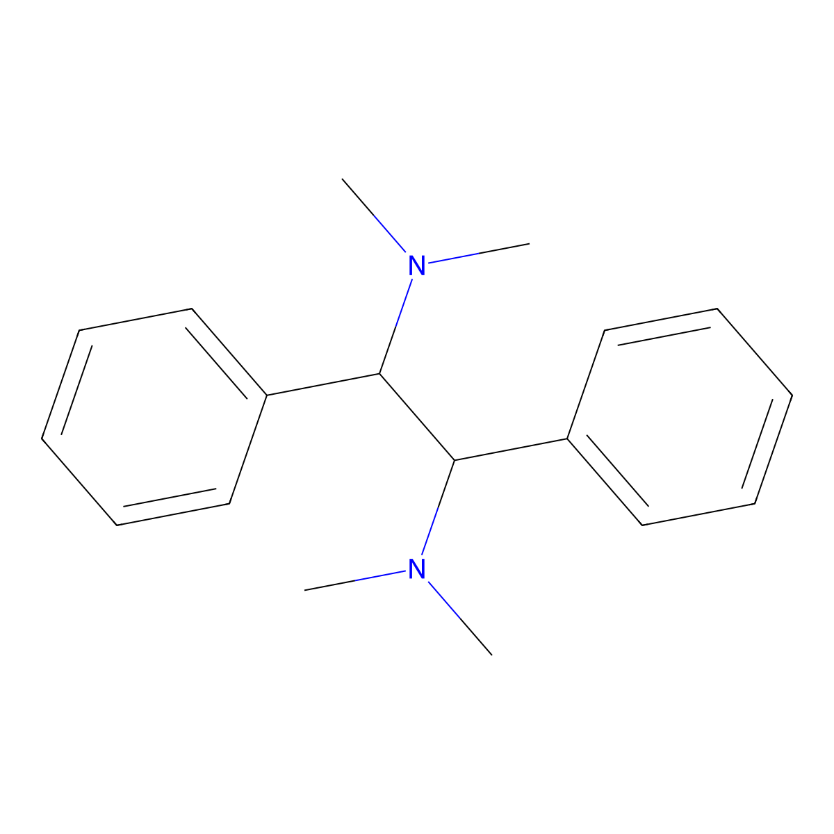 (1S,2S)-N,N,N',N'-Tetramethyl-1,2-diphenylethane-1,2-diamine molecular structure, CAS 91361-07-8