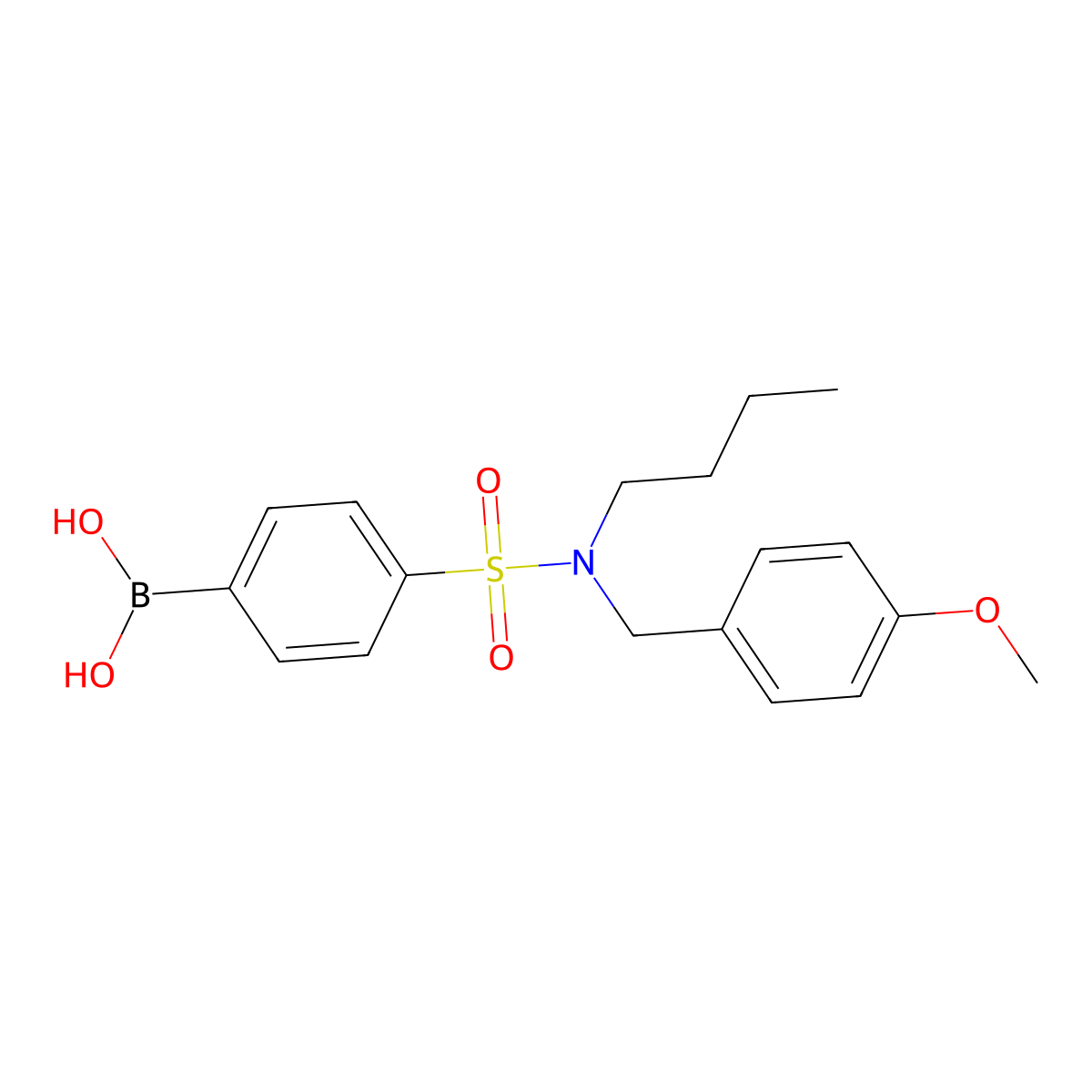 4-(N-Butyl-N-(4-methoxybenzyl)sulfamoyl)phenylboronic acid molecular structure, CAS 913835-97-9