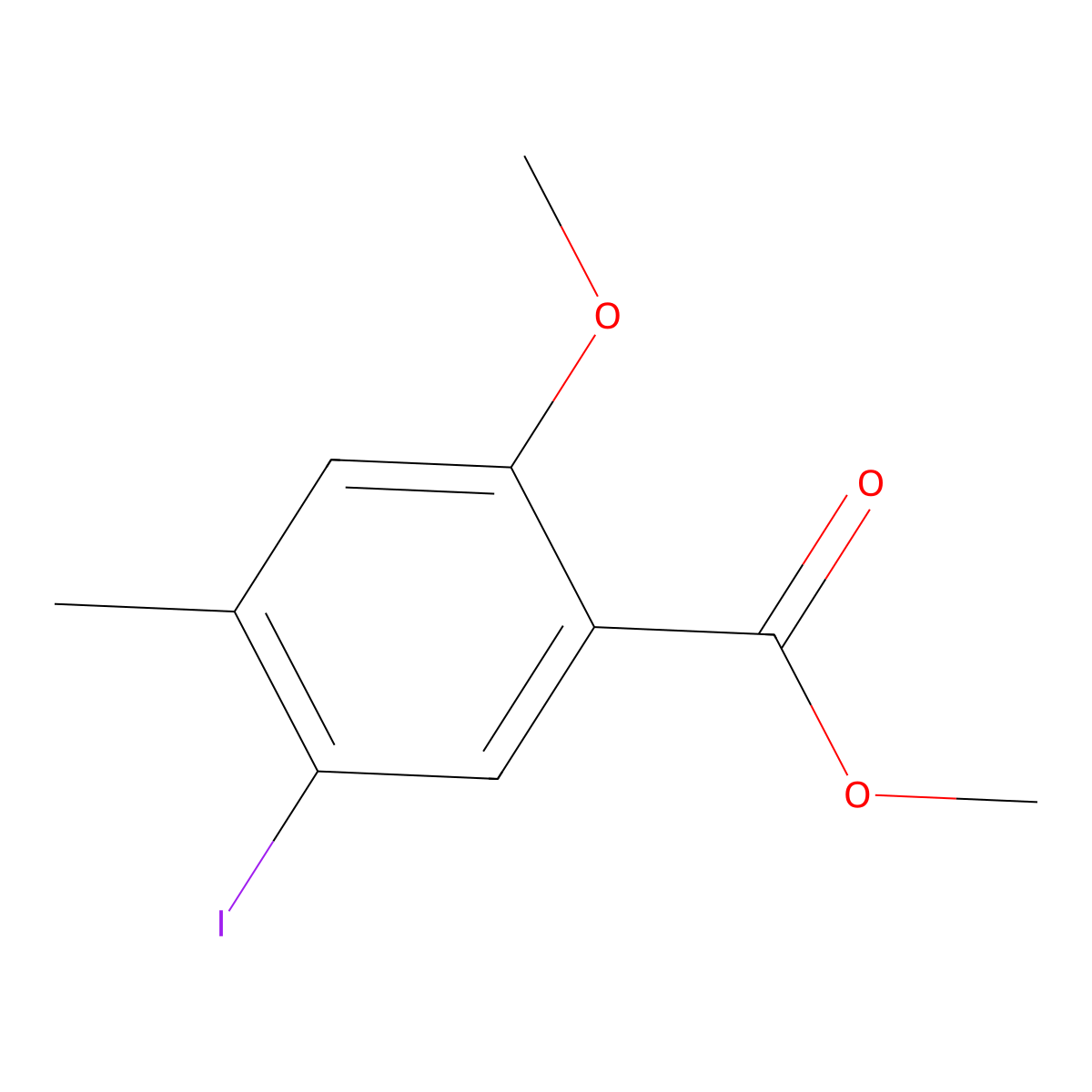 Methyl 5-iodo-2-methoxy-4-methylbenzoate molecular structure, CAS 914225-32-4