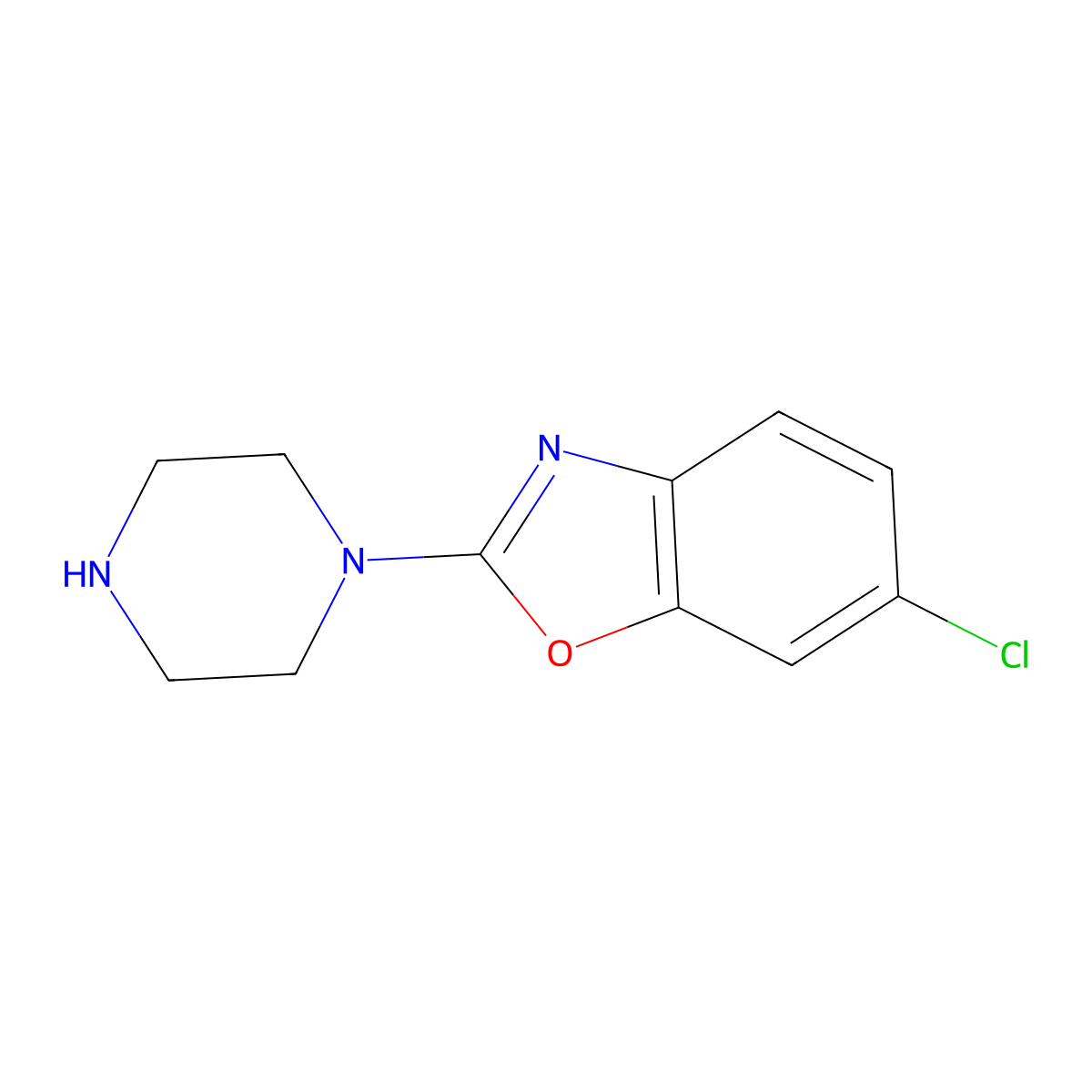 6-Chloro-2-piperazin-1-yl-1,3-benzoxazole molecular structure, CAS 914299-71-1