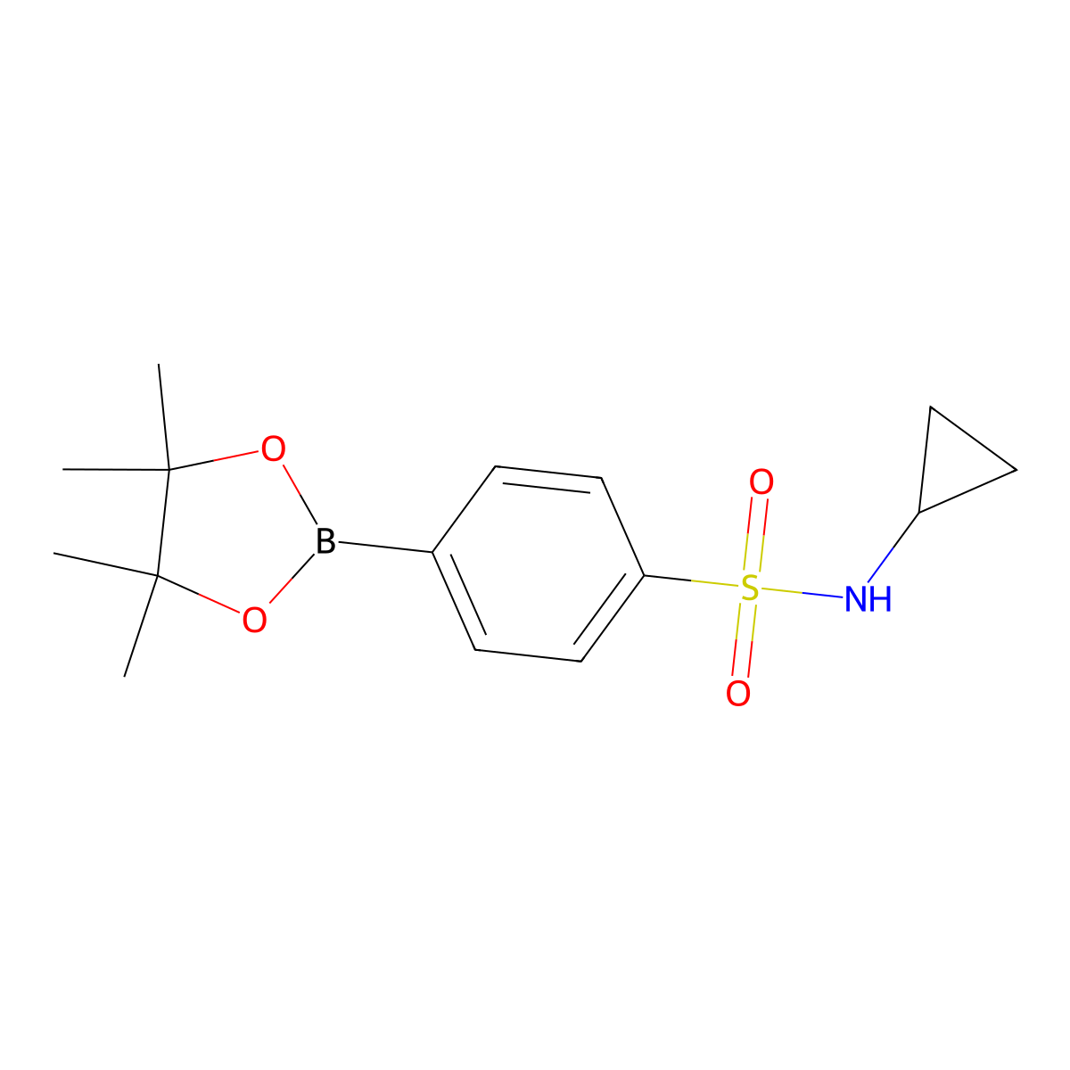 N-Cyclopropyl-4-(4,4,5,5-tetramethyl-1,3,2-dioxaborolan-2-yl)benzenesulfonamide molecular structure, CAS 914610-50-7