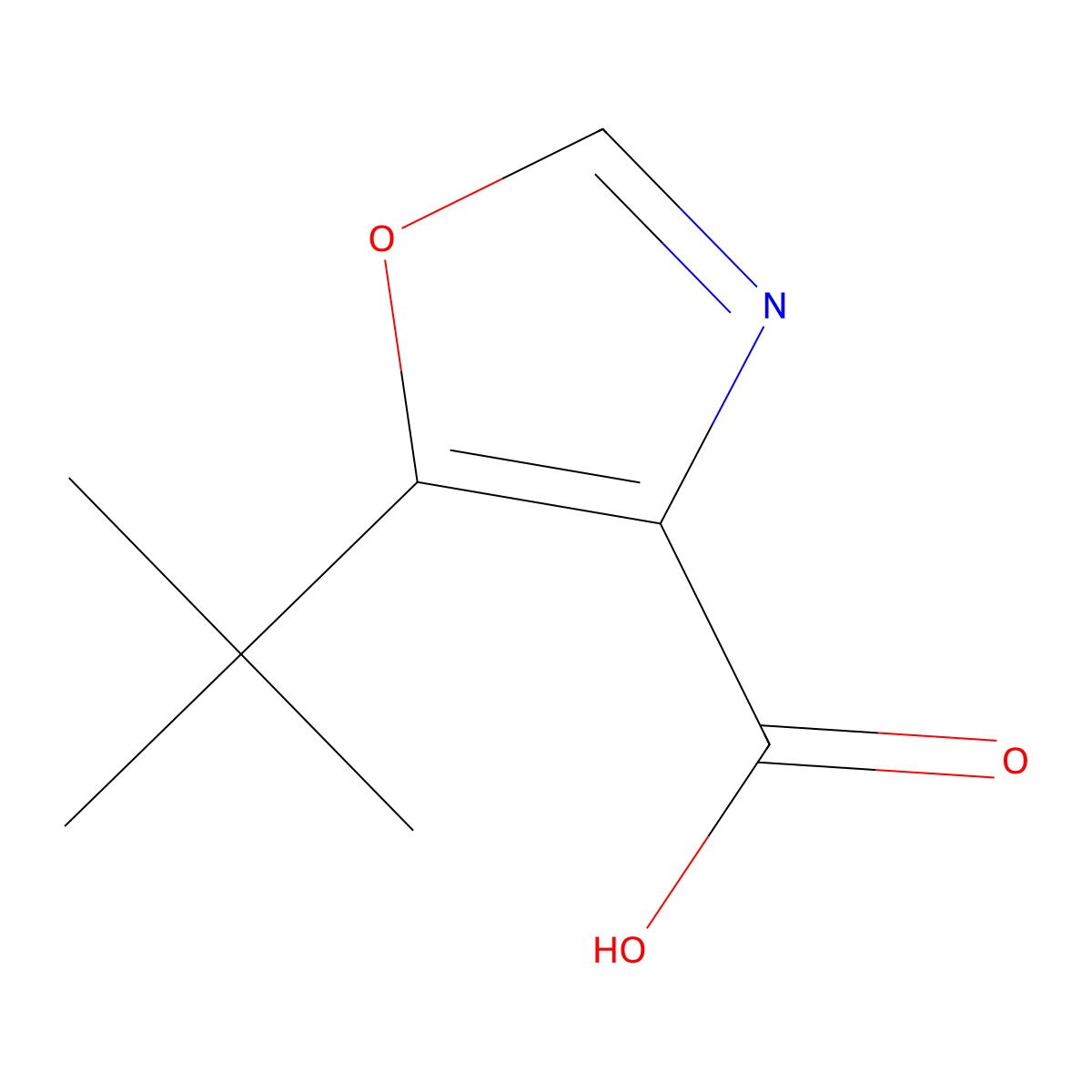 5-(1,1-Dimethylethyl)-4-oxazolecarboxylic acid molecular structure, CAS 914637-34-6