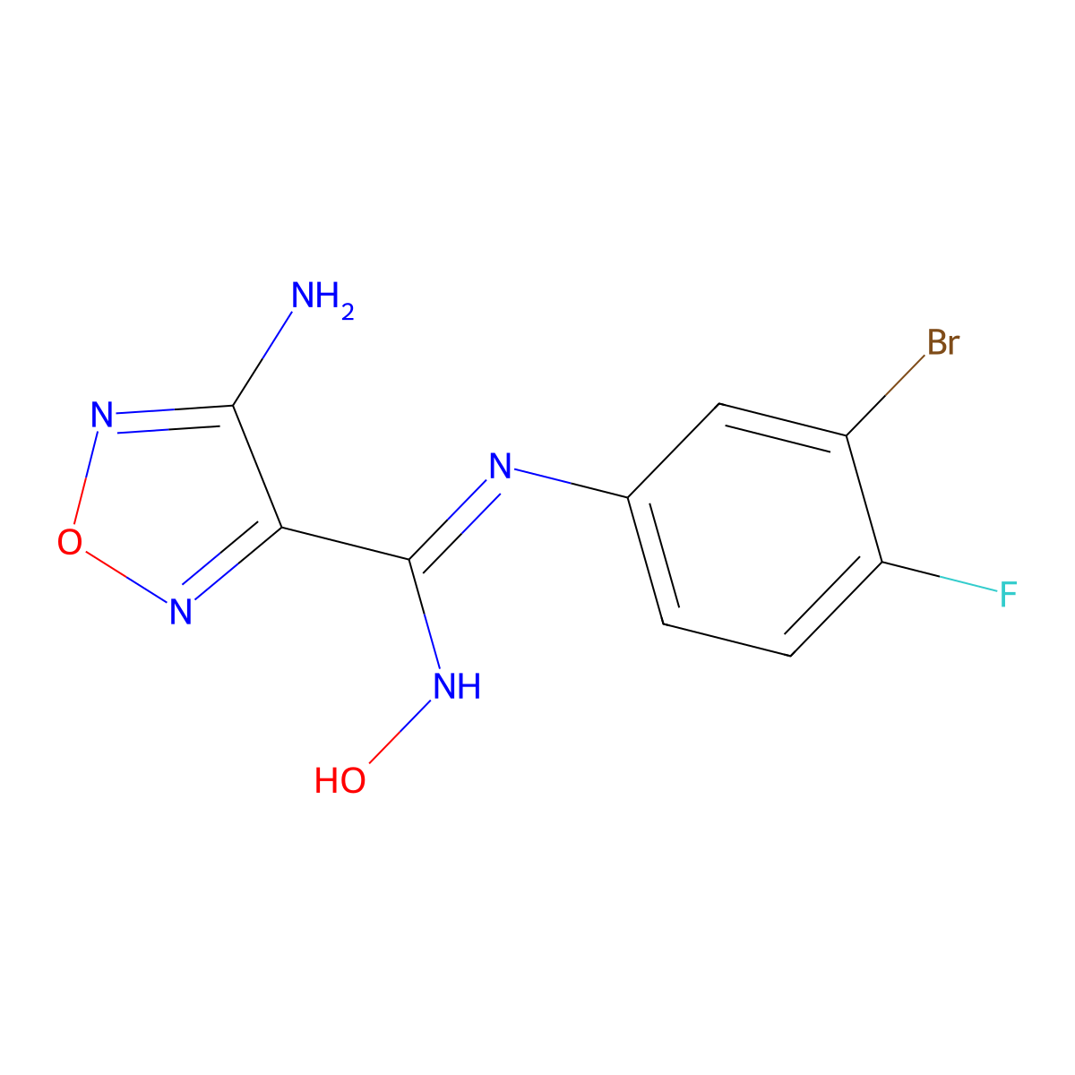4-Amino-N-(3-bromo-4-fluorophenyl)-N'-hydroxy-1,2,5-oxadiazole-3-carboximidamide molecular structure, CAS 914638-30-5