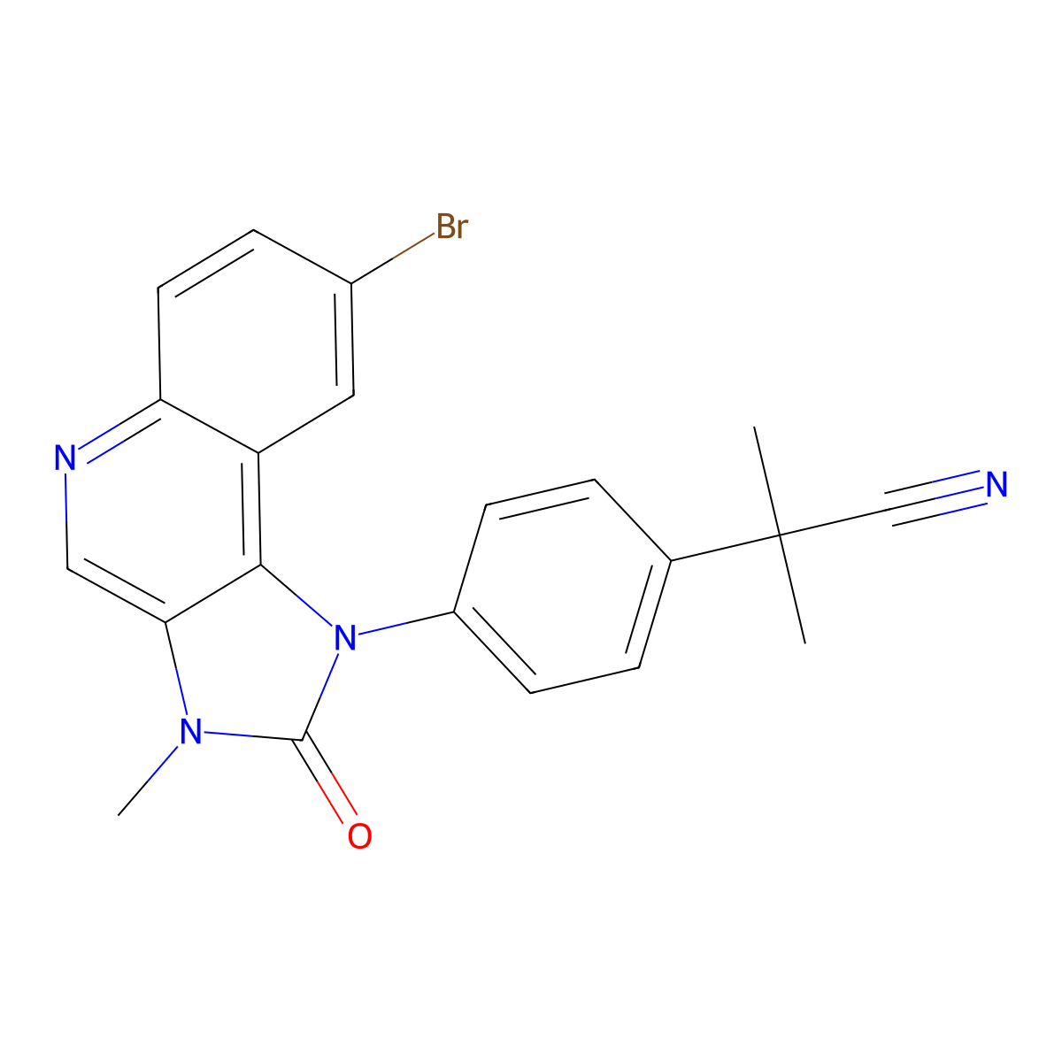 2-(4-(8-Bromo-3-methyl-2-oxo-2,3-dihydro-1H-imidazo[4,5-c]quinolin-1-yl)phenyl)-2-methylpropanenitrile molecular structure, CAS 915019-50-0