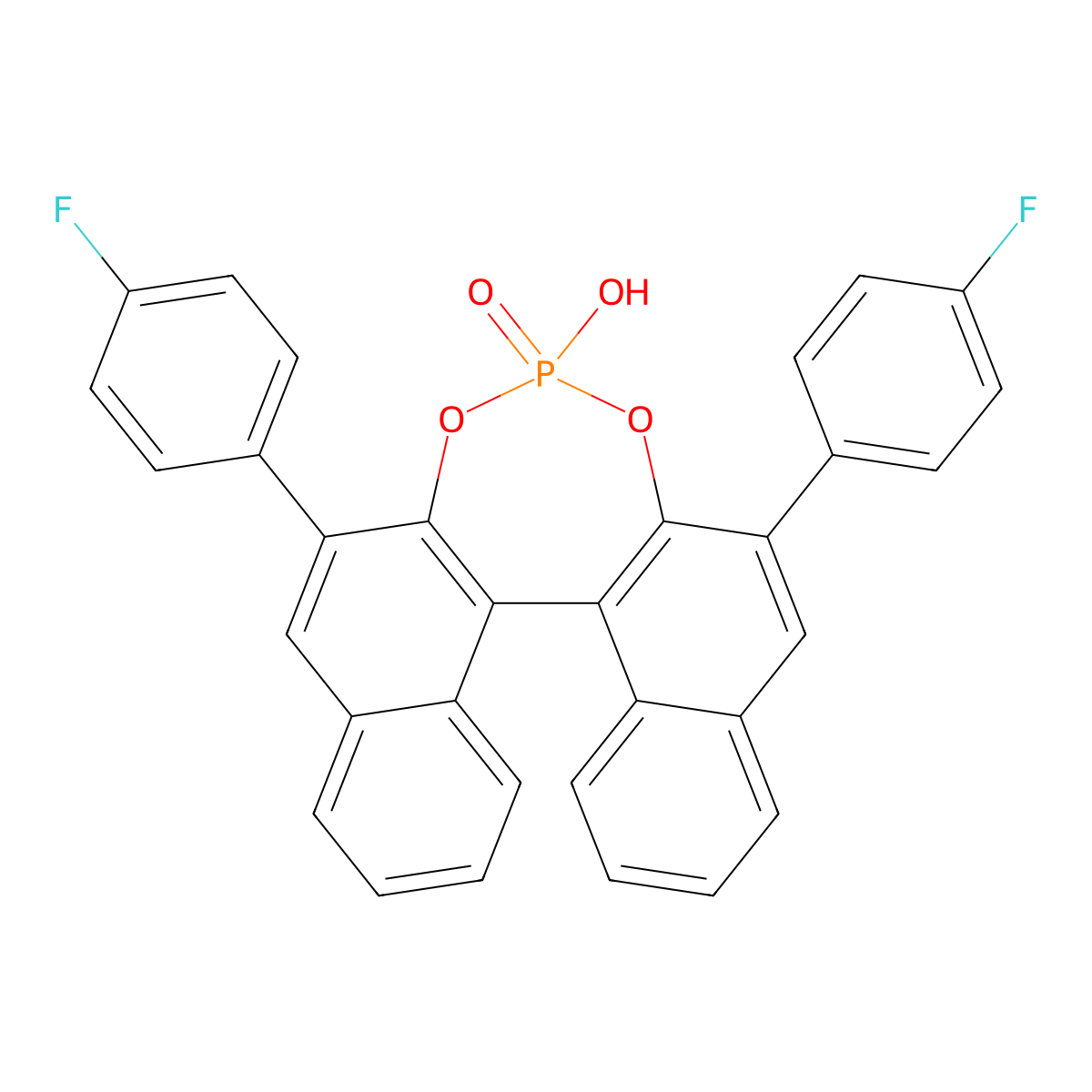(11bR)-2,6-Bis(4-fluorophenyl)-4-hydroxydinaphtho[2,1-d:1',2'-f][1,3,2]dioxaphosphepine 4-oxide molecular structure, CAS 915038-14-1