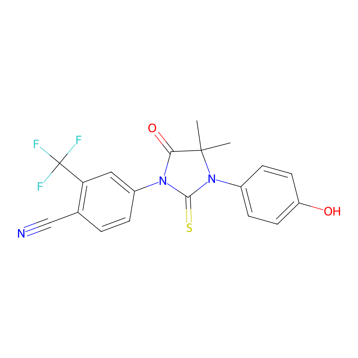 4-(3-(4-hydroxyphenyl)-4,4-diMethyl-5-oxo-2-thioxoiMidazolidin-1-yl)-2-(trifluoroMethyl)benzonitrile molecular structure, CAS 915086-32-7