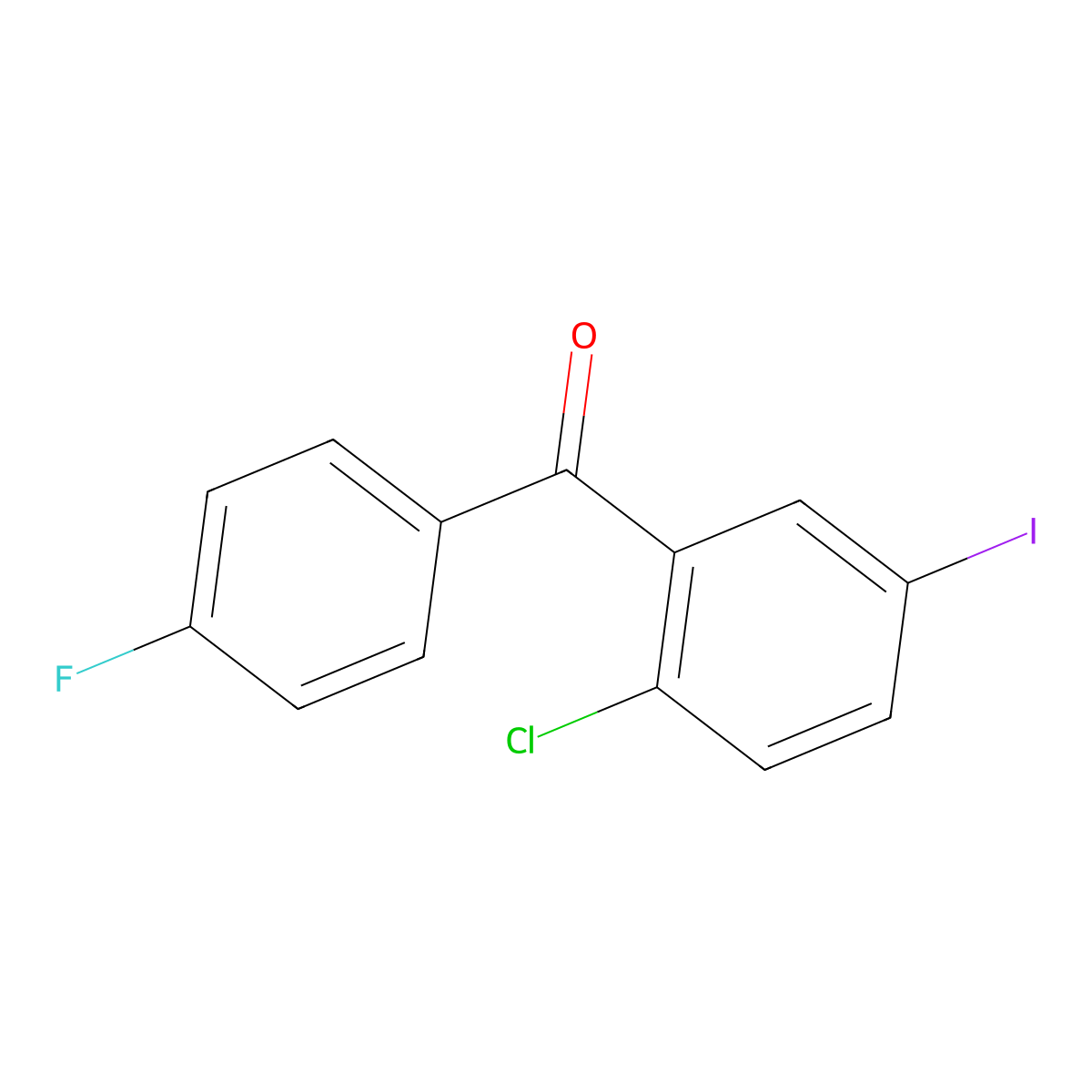 (2-Chlor-5-iod-phenyl)-(4-fluoro-phenyl)-methanone molecular structure, CAS 915095-86-2