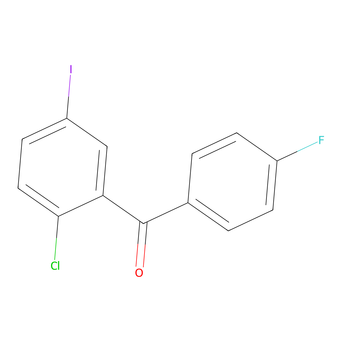 (2-Chlor-5-iod-phenyl)-(4-fluoro-phenyl)-methanone molecular structure, CAS 915095-86-2