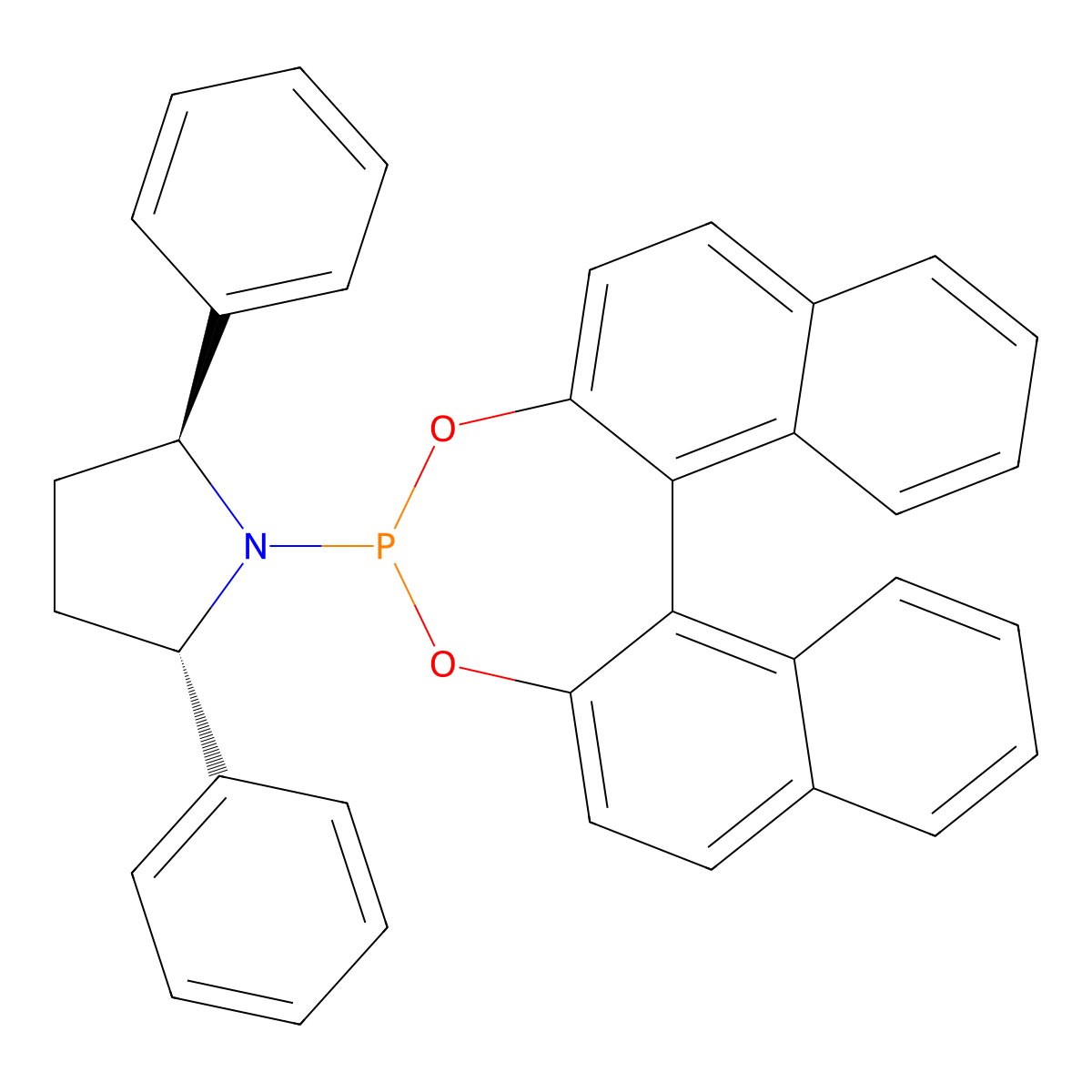 (11bS)-(2S,5S)-1-(Dinaphtho[2,1-d:1',2'-f][1,3,2]dioxaphosphepin-4-yl)-2,5-diphenylpyrrolidine molecular structure, CAS 915296-01-4