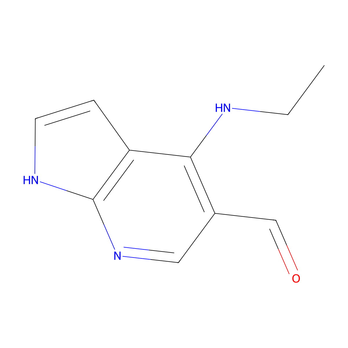 4-(ethylamino)-1H-pyrrolo[2,3-b]pyridine-5-carbaldehyde molecular structure, CAS 915403-16-6