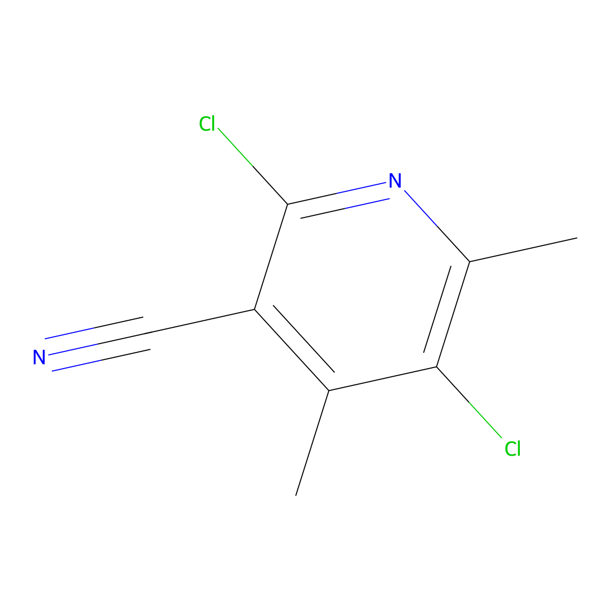 2,5-Dichloro-4,6-dimethylpyridine-3-carbonitrile molecular structure, CAS 91591-63-8