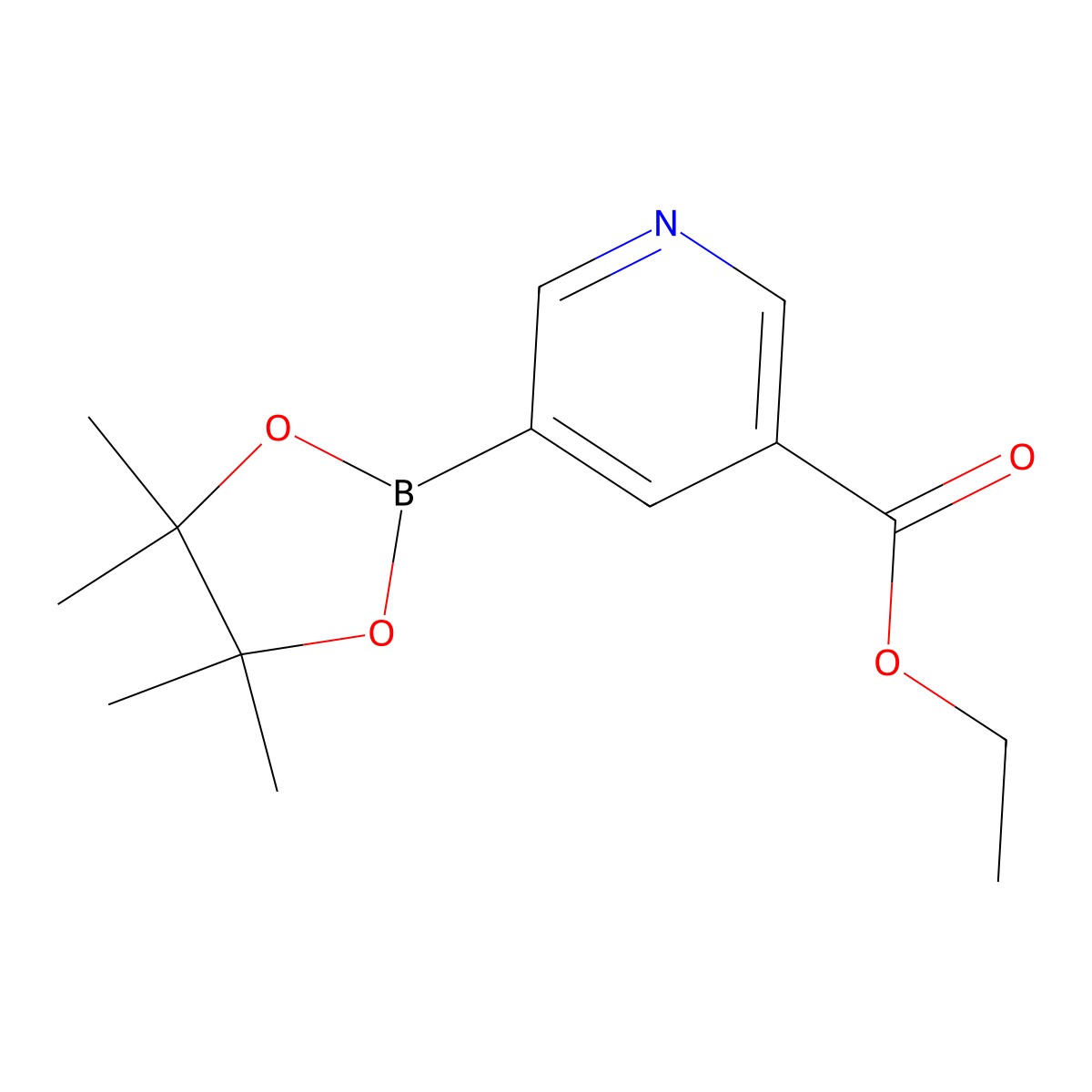 Ethyl 5-(tetramethyl-1,3,2-dioxaborolan-2-yl)pyridine-3-carboxylate molecular structure, CAS 916326-10-8