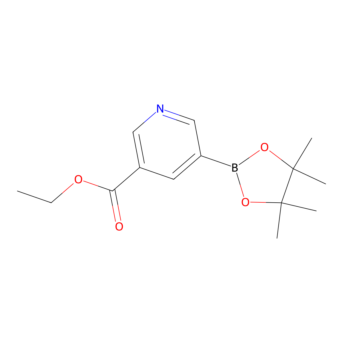 Ethyl 5-(tetramethyl-1,3,2-dioxaborolan-2-yl)pyridine-3-carboxylate molecular structure, CAS 916326-10-8