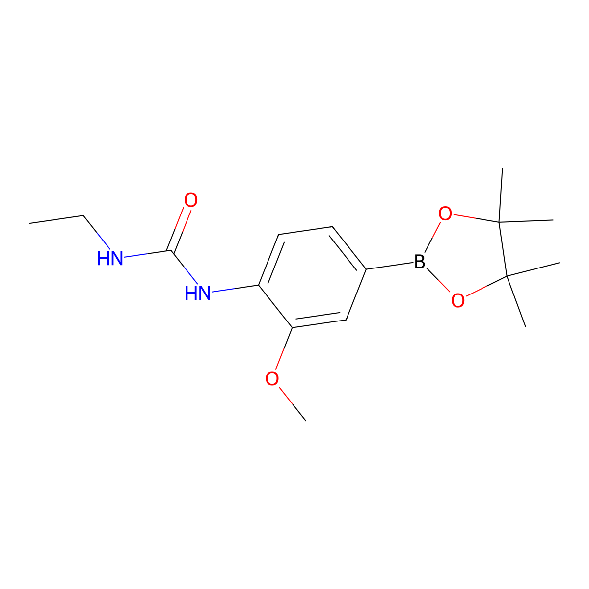 1-Ethyl-3-(2-methoxy-4-(4,4,5,5-tetramethyl-1,3,2-dioxaborolan-2-yl)phenyl)urea molecular structure, CAS 917111-46-7