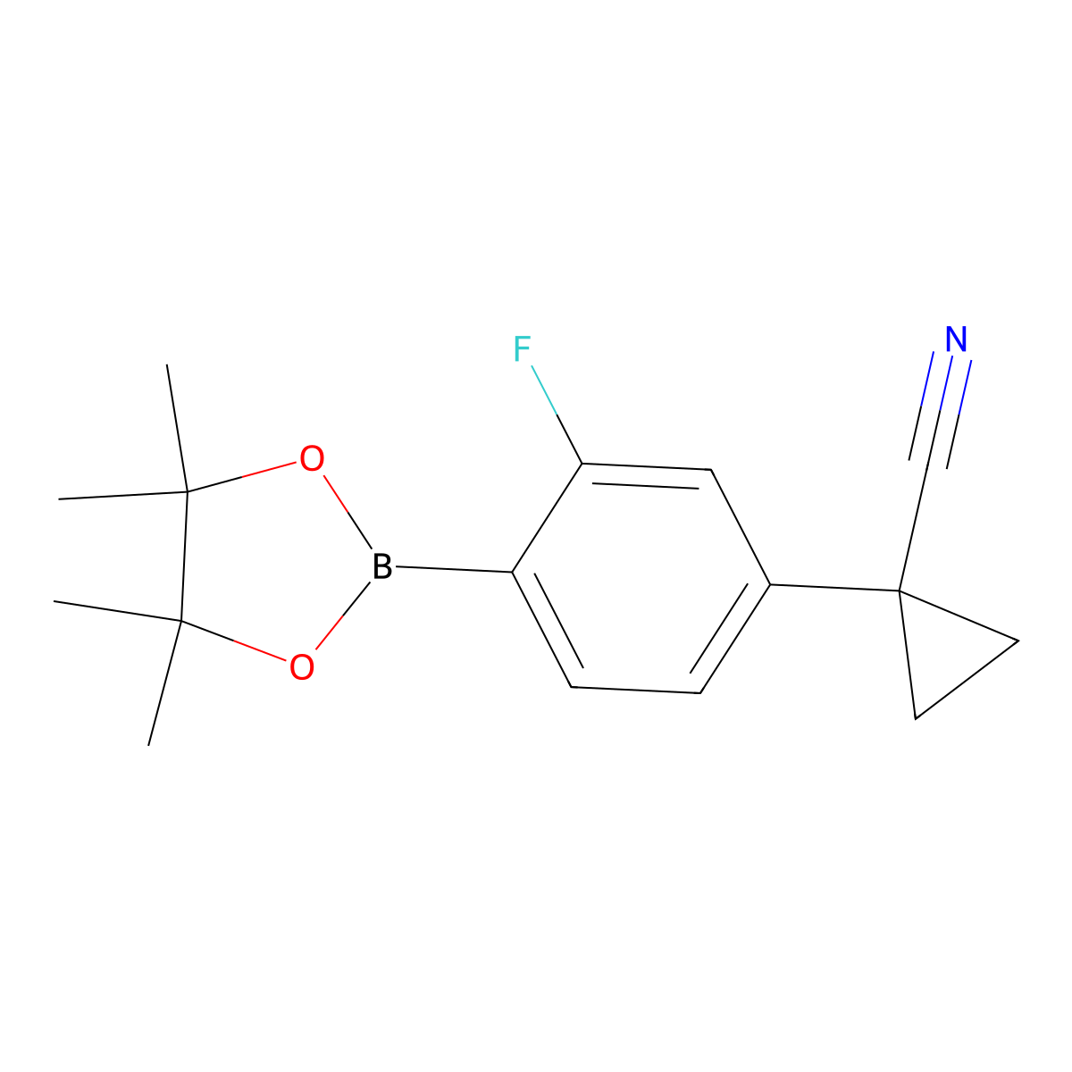 1-[3-Fluoro-4-(4,4,5,5-tetramethyl-1,3,2-dioxaborolan-2-yl)phenyl]cyclopropanecarbonitrile molecular structure, CAS 917397-94-5