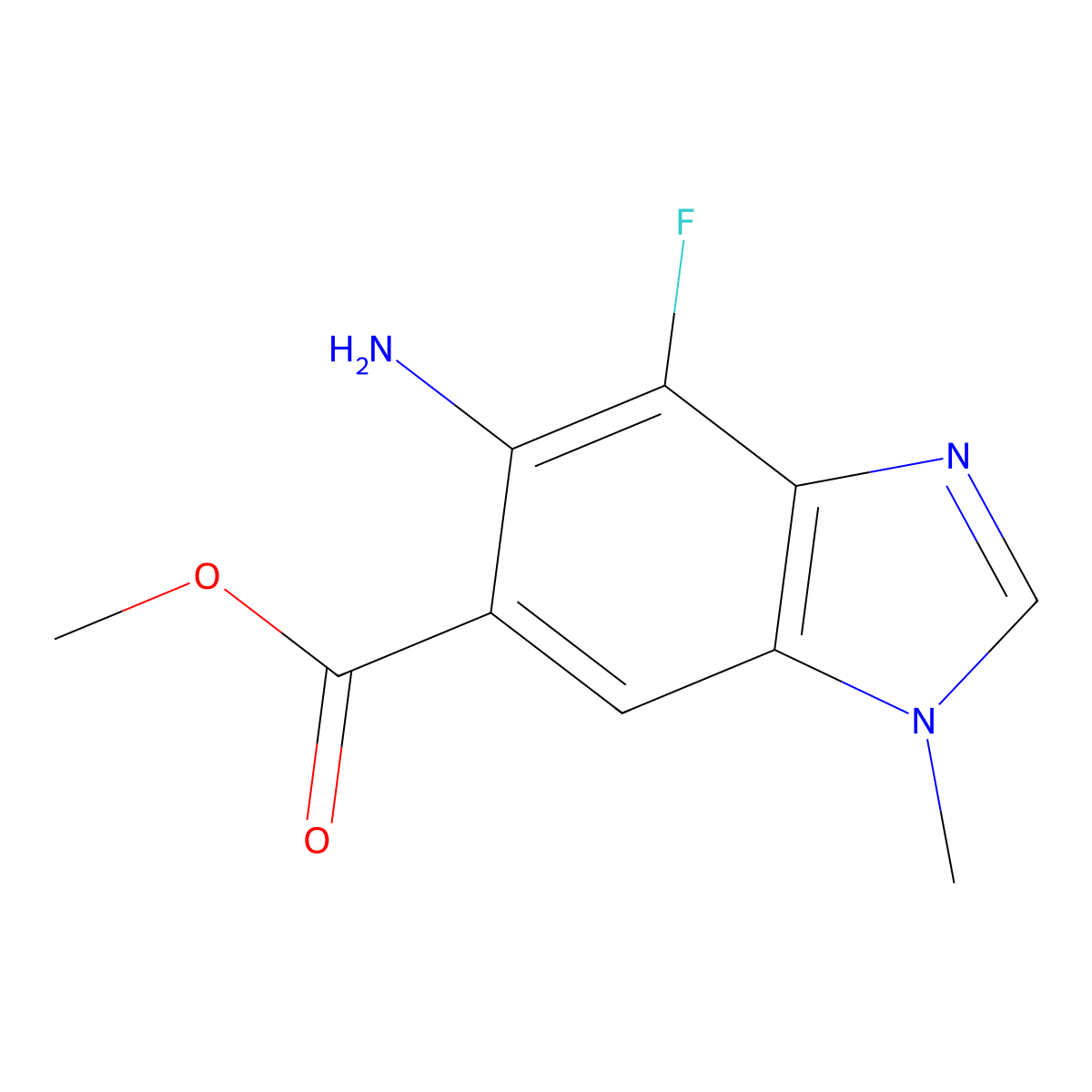 methyl 5-amino-4-fluoro-1-methyl-1H-benzimidazole-6-carboxylate molecular structure, CAS 918321-20-7