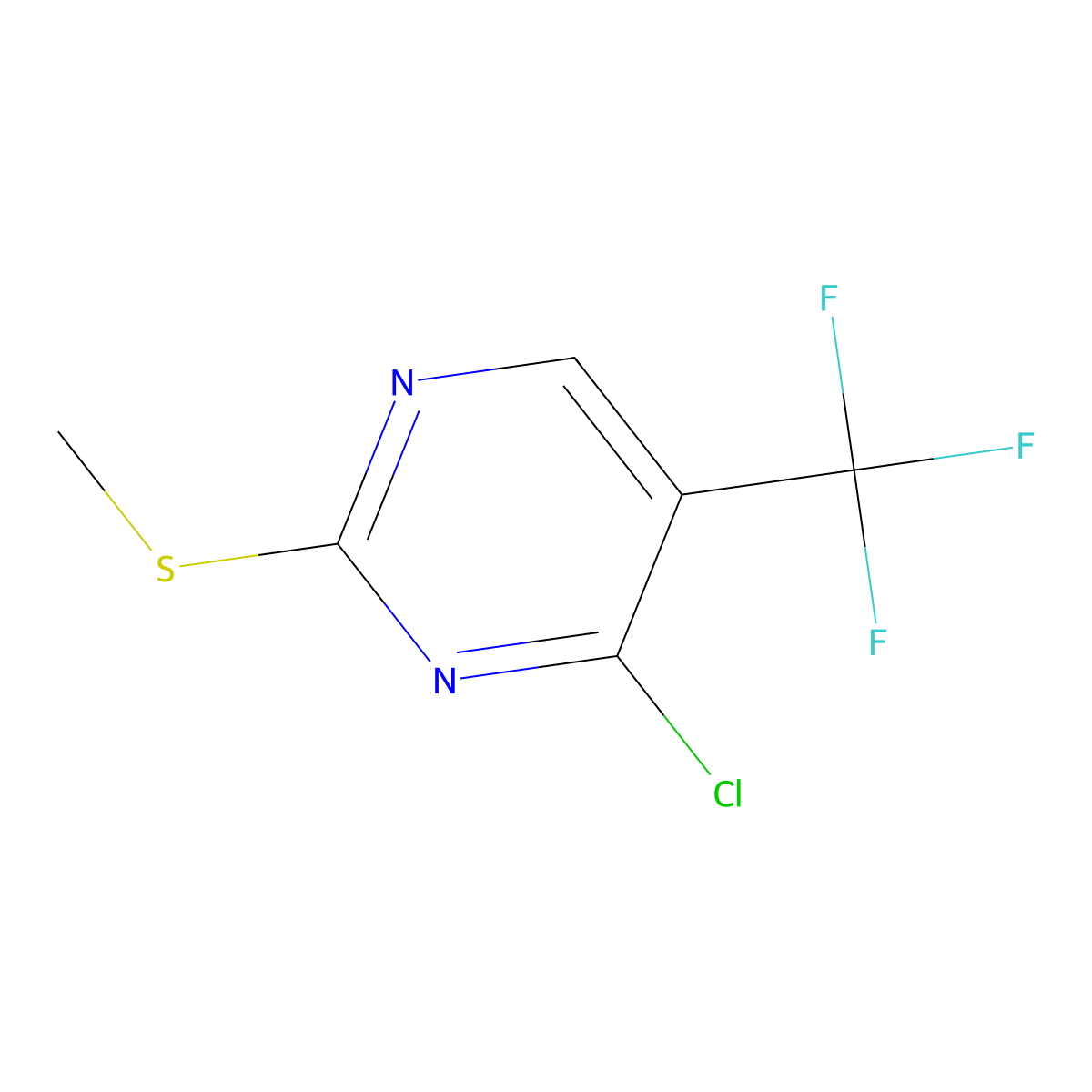 4-Chloro-2-(methylthio)-5-(trifluoromethyl)pyrimidine molecular structure, CAS 919116-36-2