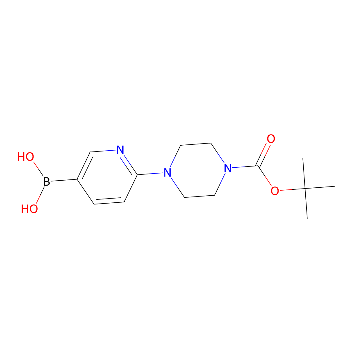 (6-(4-(tert-Butoxycarbonyl)piperazin-1-yl)pyridin-3-yl)boronic acid molecular structure, CAS 919347-67-4