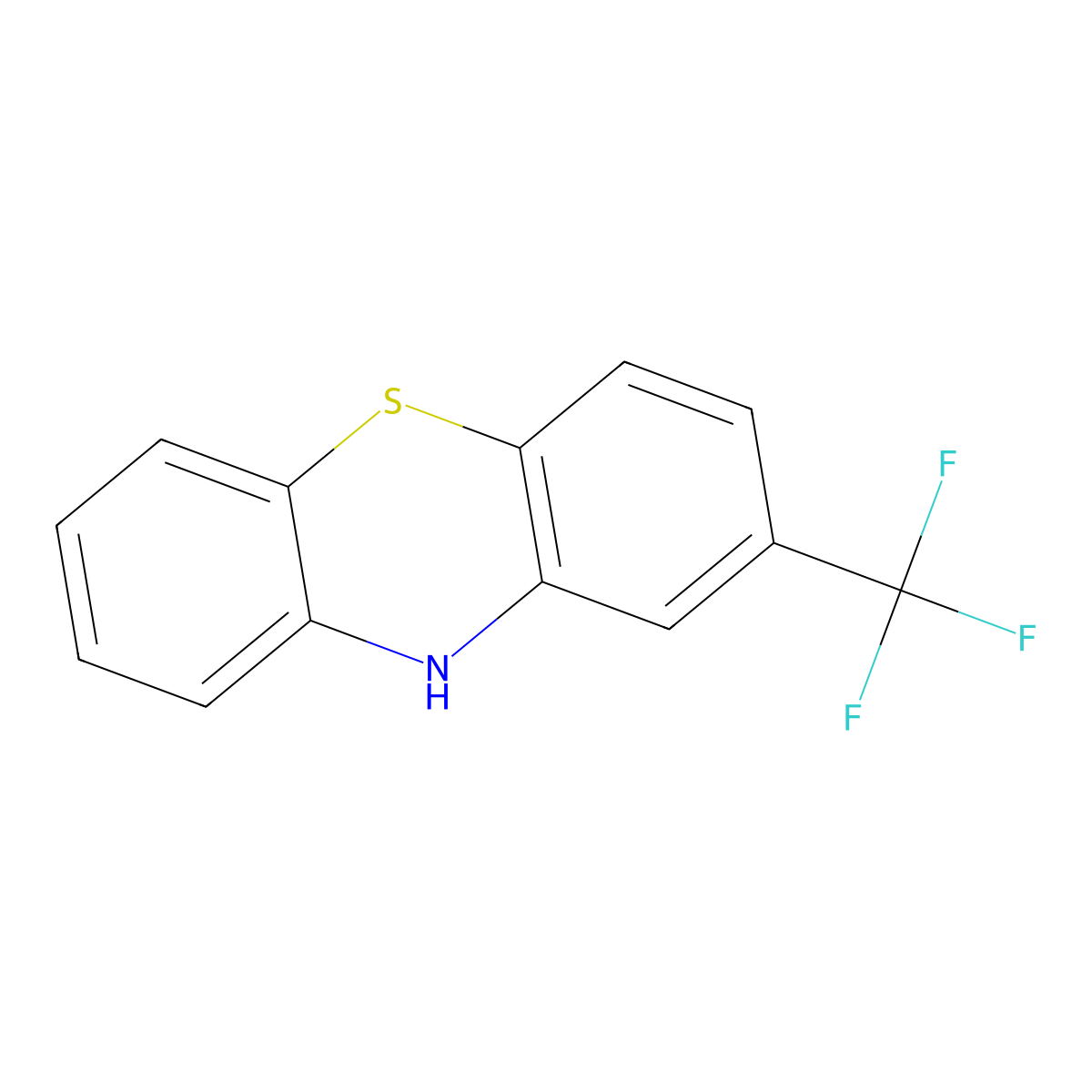 2-(trifluoromethyl)-10H-phenothiazine molecular structure, CAS 92-30-8