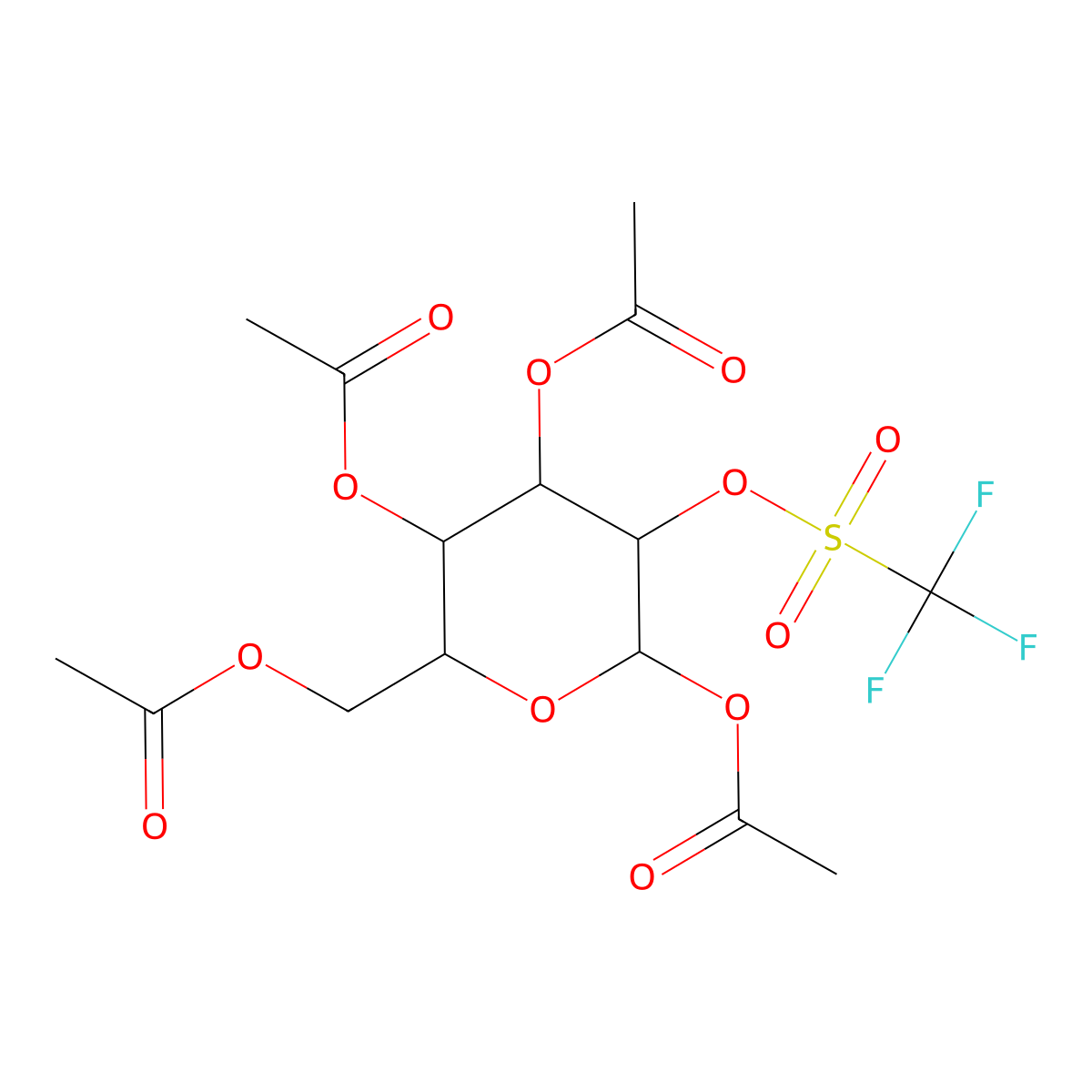 beta-D-Mannopyranose 1,3,4,6-tetra-O-acetate 2-O-trifluoromethanesulfonate molecular structure, CAS 92051-23-5