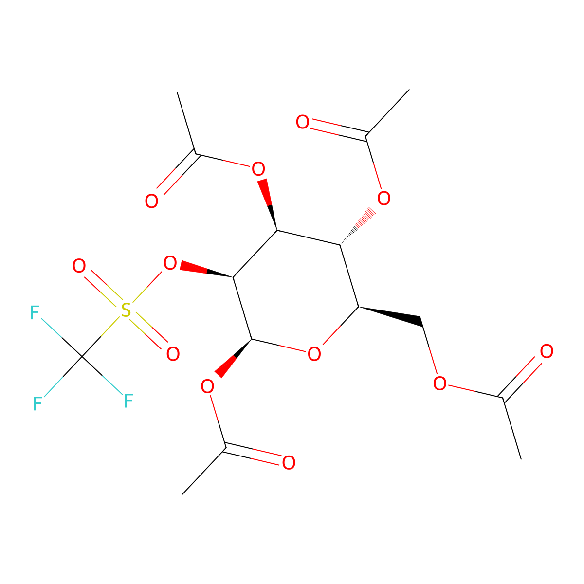 beta-D-Mannopyranose 1,3,4,6-tetra-O-acetate 2-O-trifluoromethanesulfonate molecular structure, CAS 92051-23-5