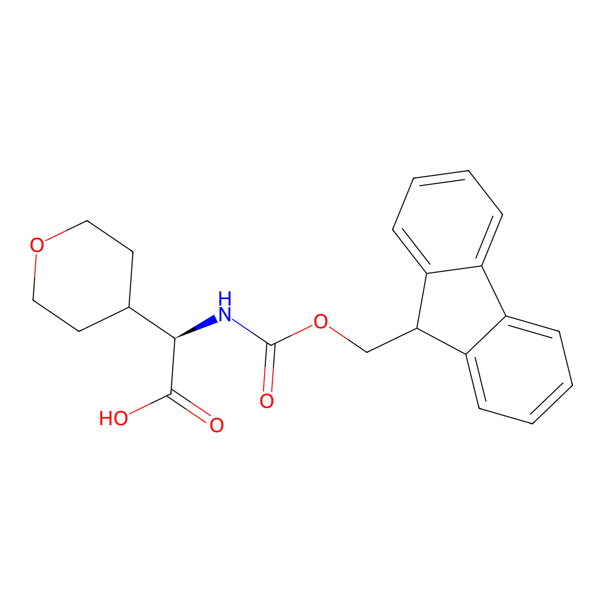 (R)-a-(Fmoc-amino)tetrahydropyran-4-acetic acid molecular structure, CAS 923012-63-9
