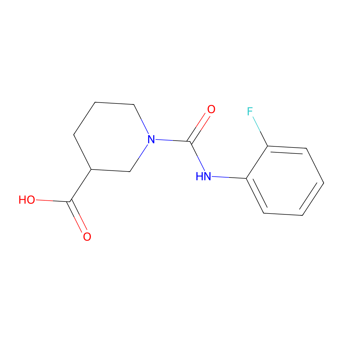 1-[(2-Fluorophenyl)carbamoyl]piperidine-3-carboxylic acid molecular structure, CAS 923226-69-1