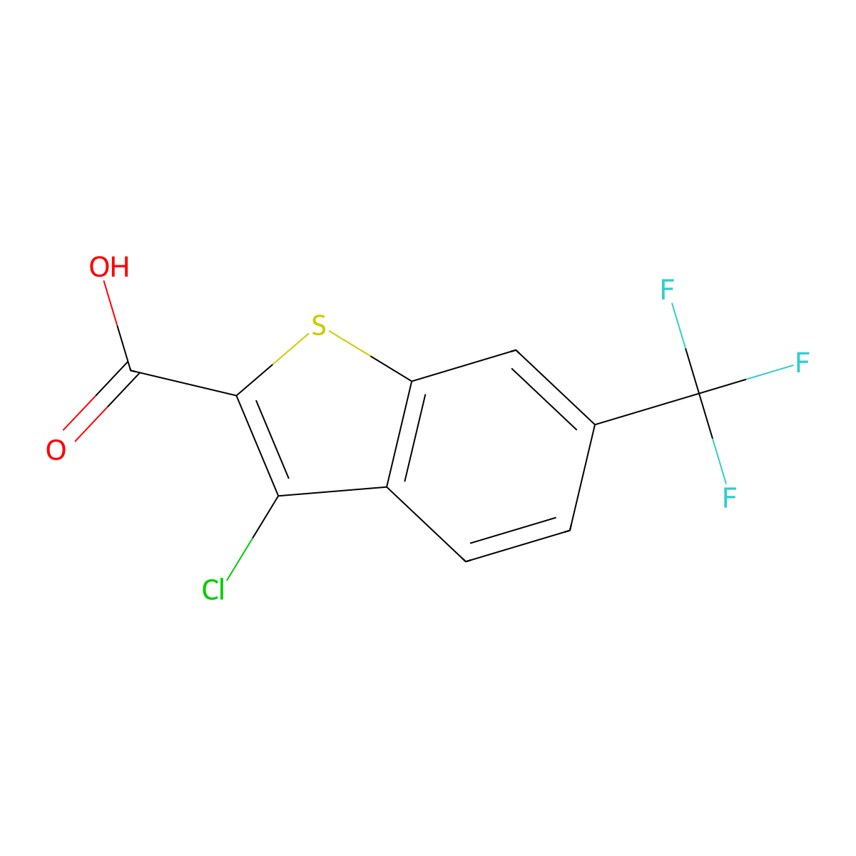 3-Chloro-6-(trifluoromethyl)-1-benzothiophene-2-carboxylic acid molecular structure, CAS 923849-73-4
