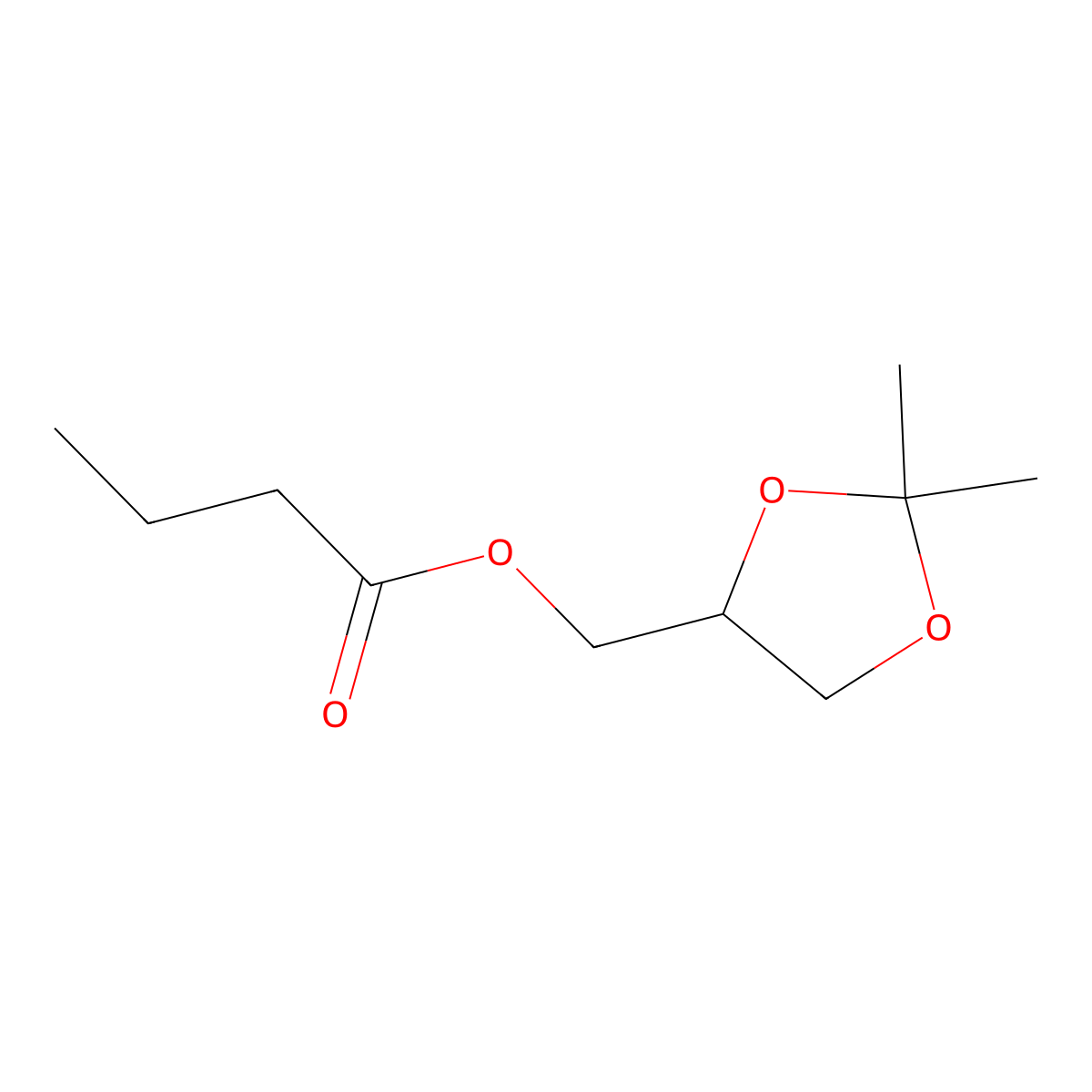 (2,2-Dimethyl-1,3-dioxolan-4-yl)methyl butyrate molecular structure, CAS 92418-59-2
