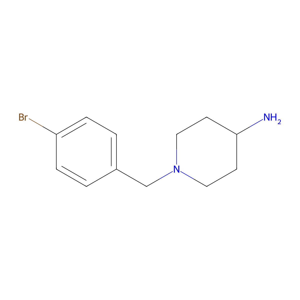 1-[(4-Bromophenyl)methyl]piperidin-4-amine molecular structure, CAS 92539-13-4