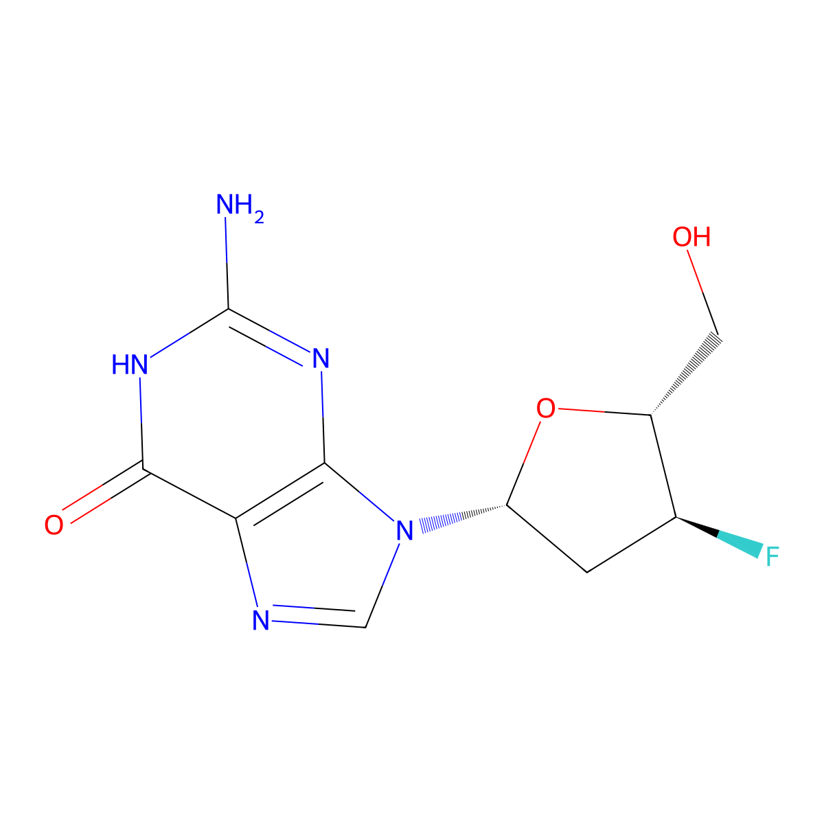 3'-Fluoro-2',3'-dideoxyguanosine molecular structure, CAS 92562-88-4